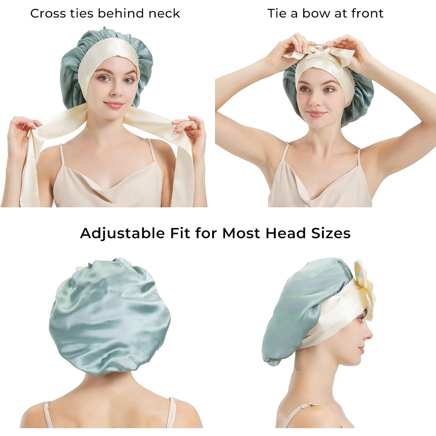 Double-Layer Mulberry Silk Bonnet with Ties: image 4