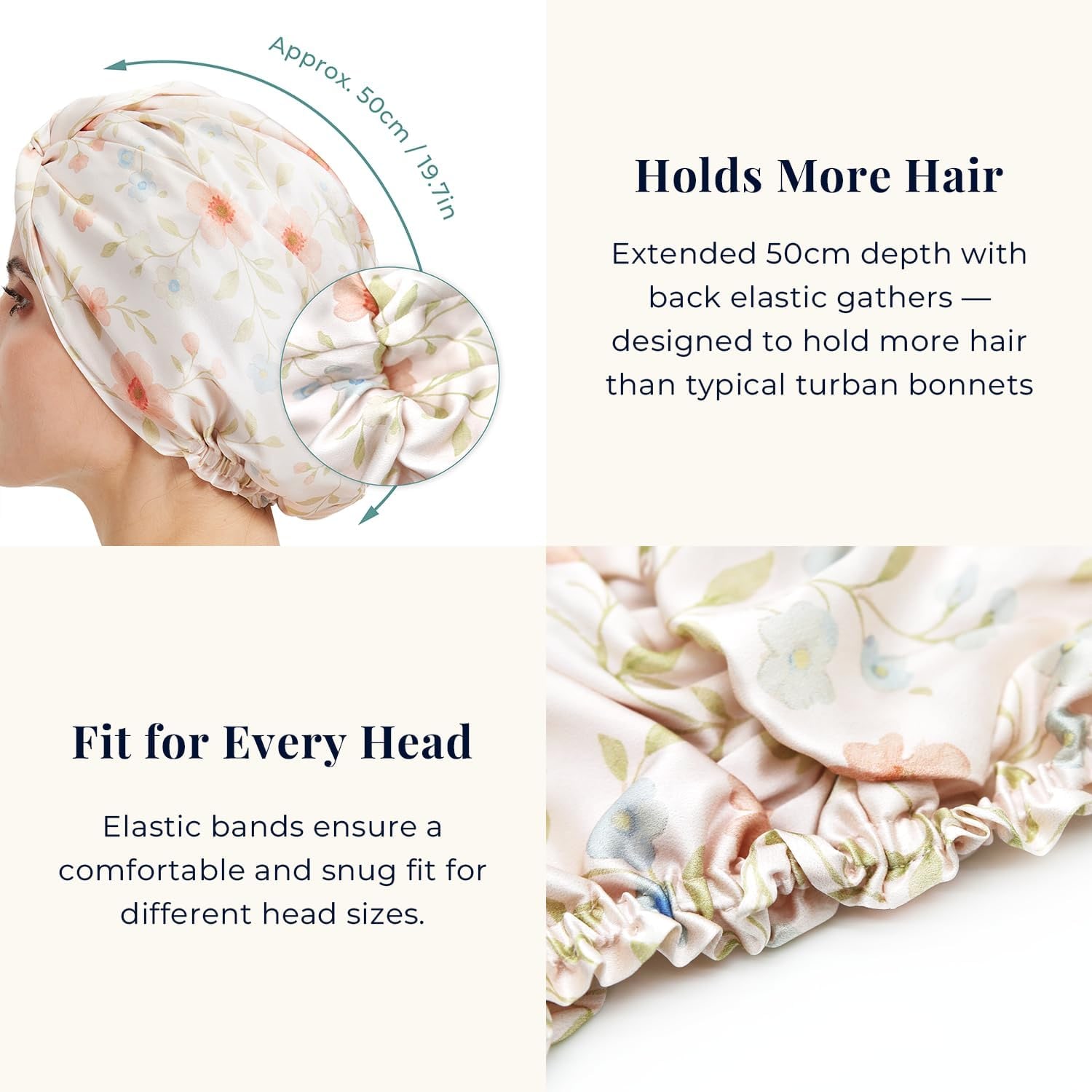 Pink Flower Double-Layer Mulberry Silk Bonnet: image 3