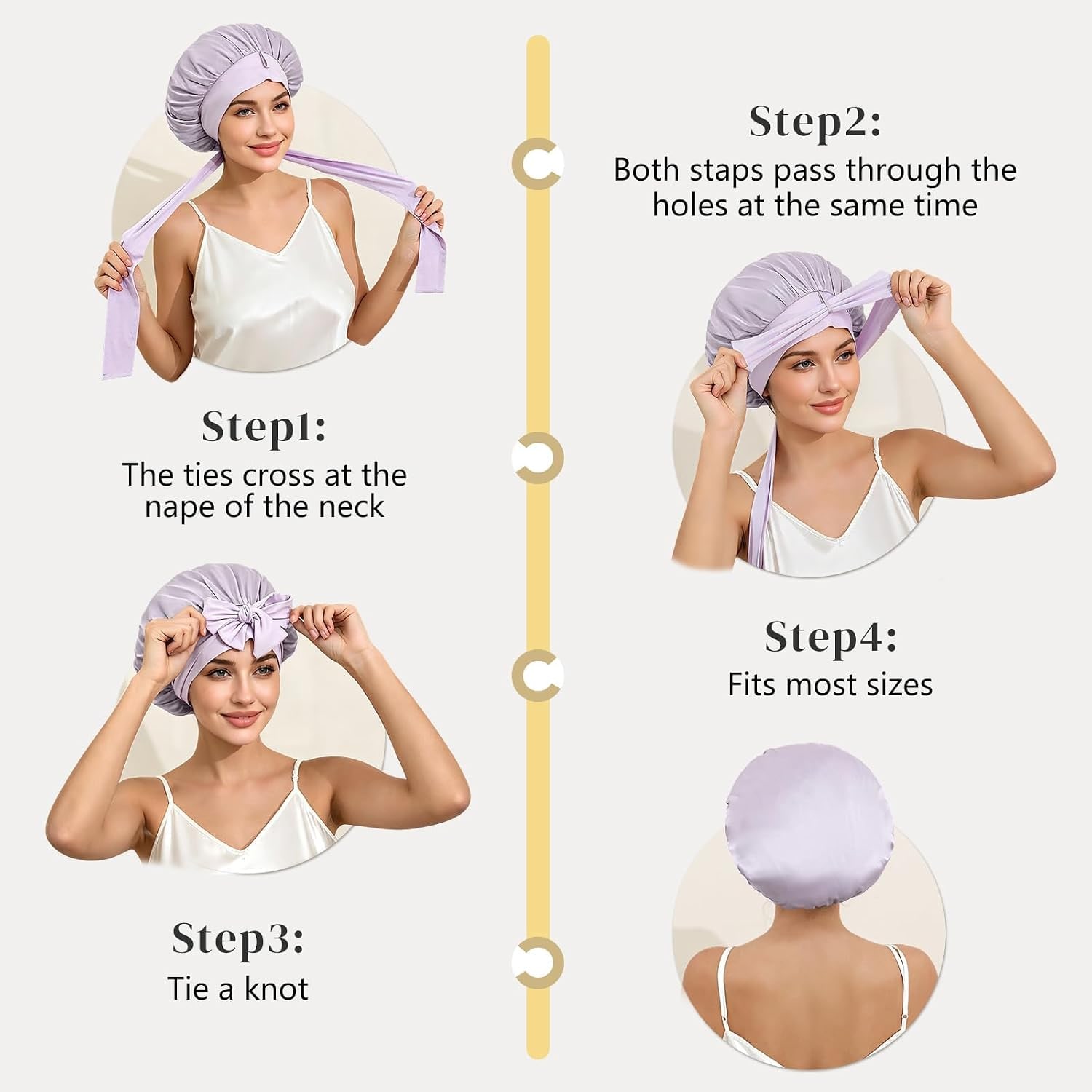Purple Double Layer Mulberry Silk Bonnet: image 4