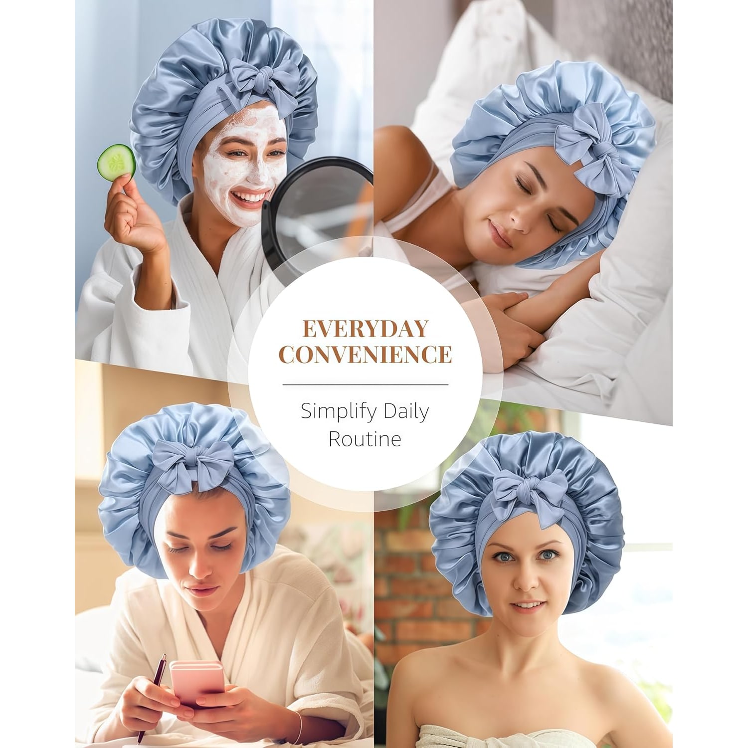 Sky Blue 22 Momme Double Layer Silk Bonnet: image 7