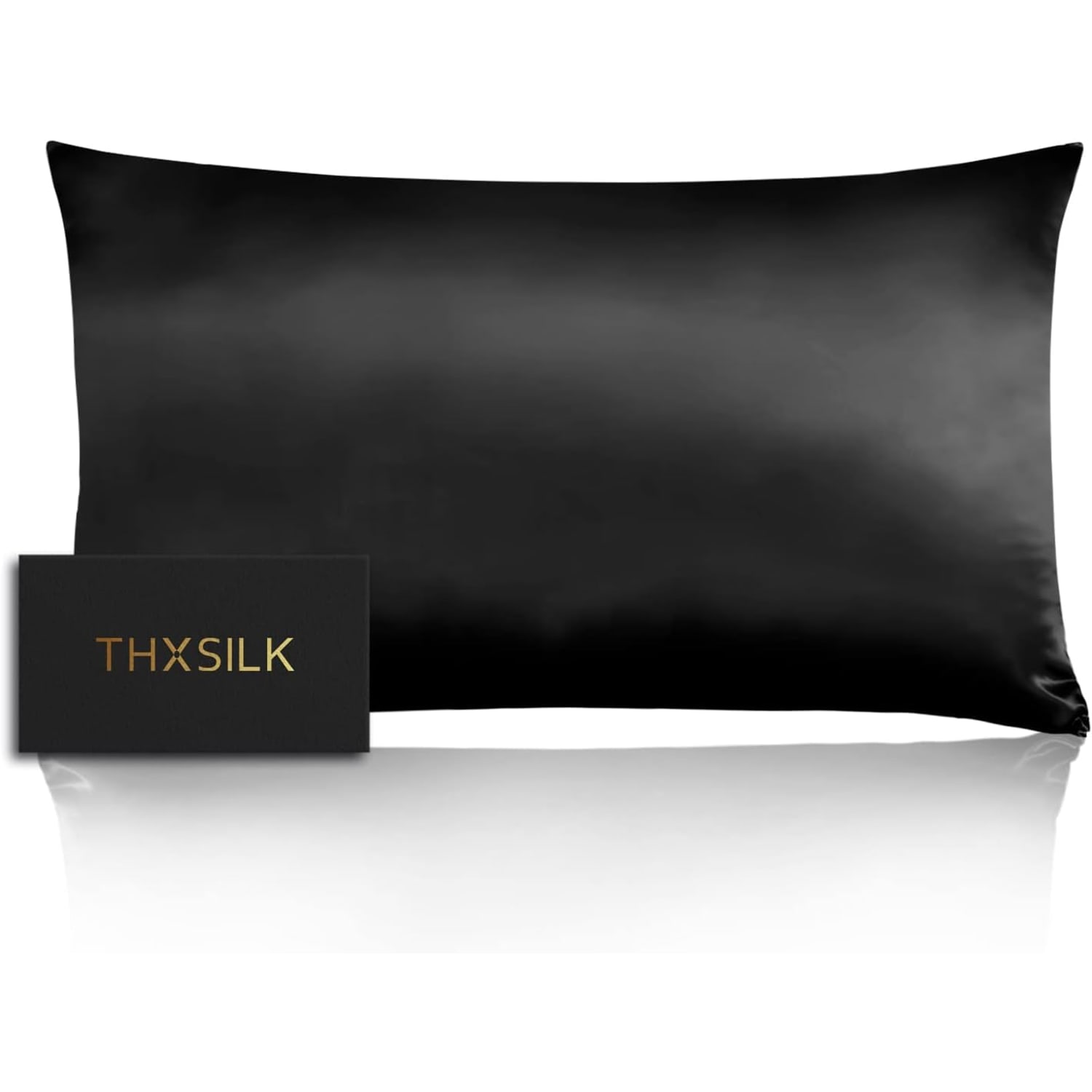Black 22 Momme Mulberry Silk Pillowcase, Standard, Zip Closure: image 7