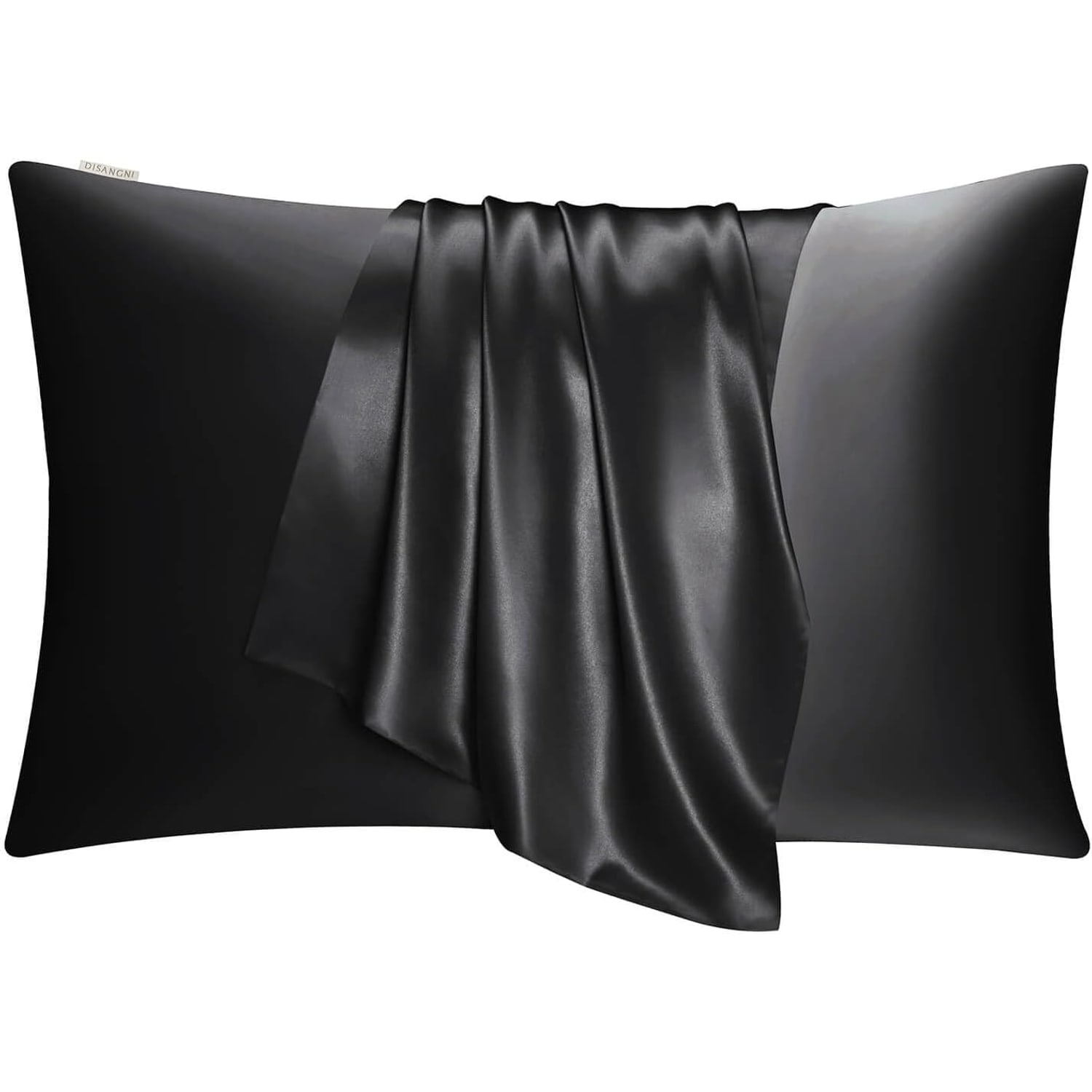 Black 22 Momme Silk Pillowcases, Standard Size, 2 Pack: image 5