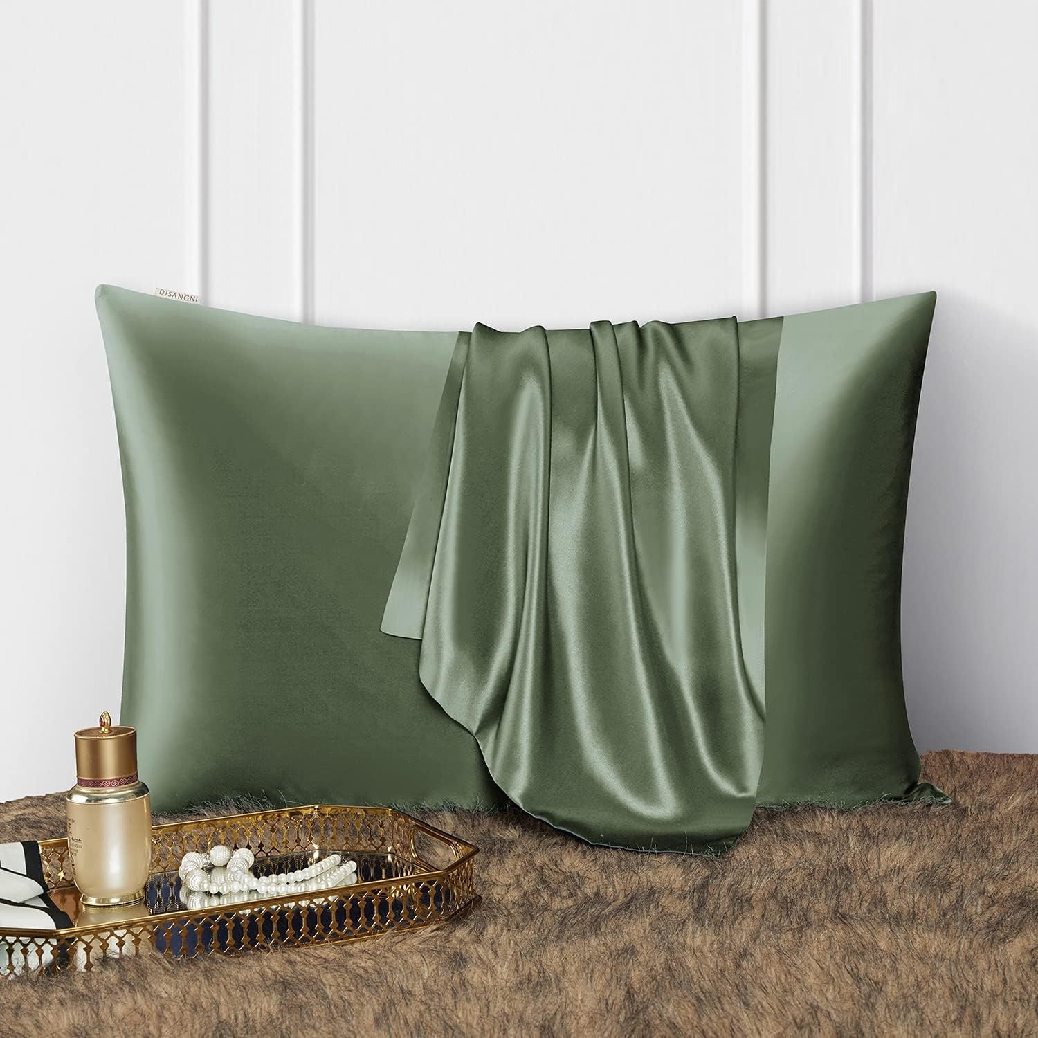 Green 22 Momme Mulberry Silk Pillowcases, King Size, 2 Pack: image 2