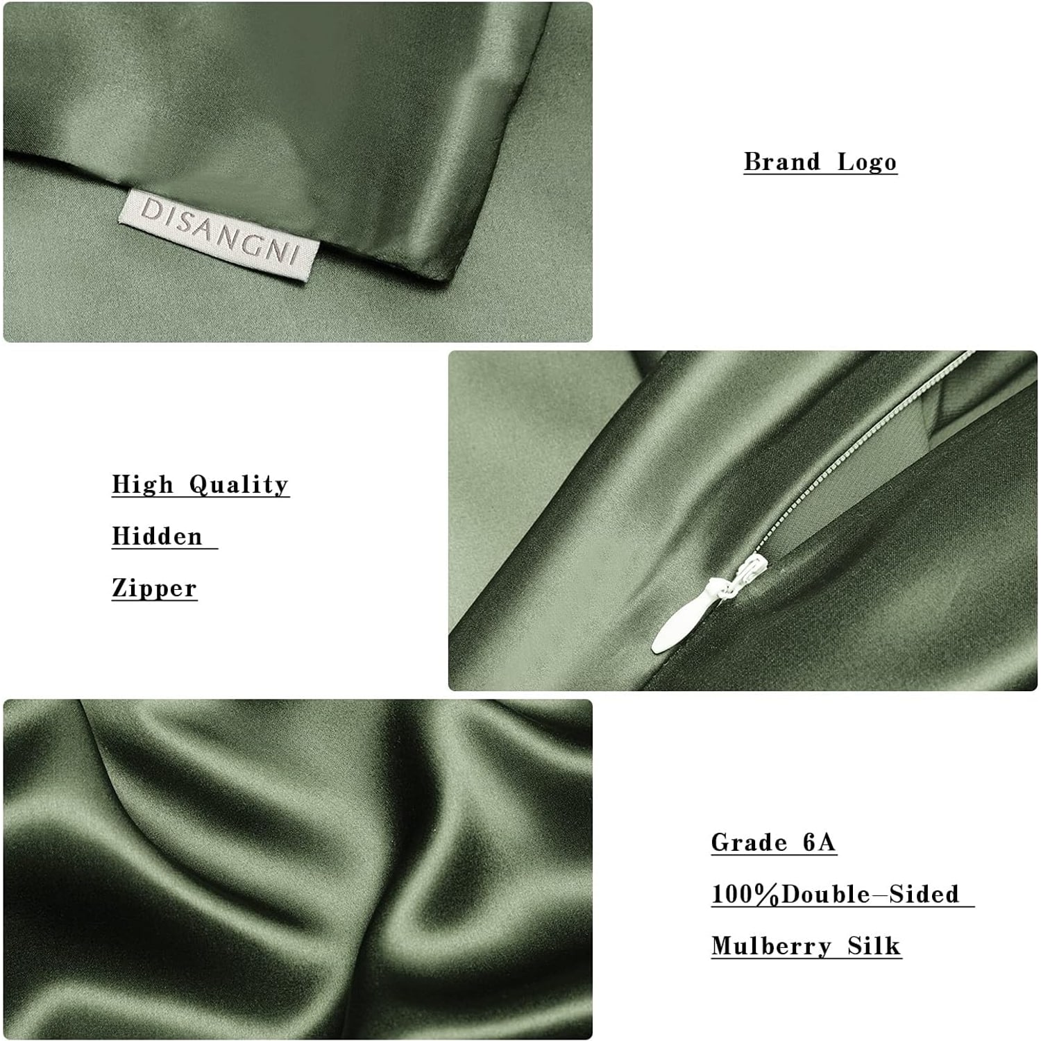 Green 22 Momme Mulberry Silk Pillowcases, Standard, 2 Pack: image 5