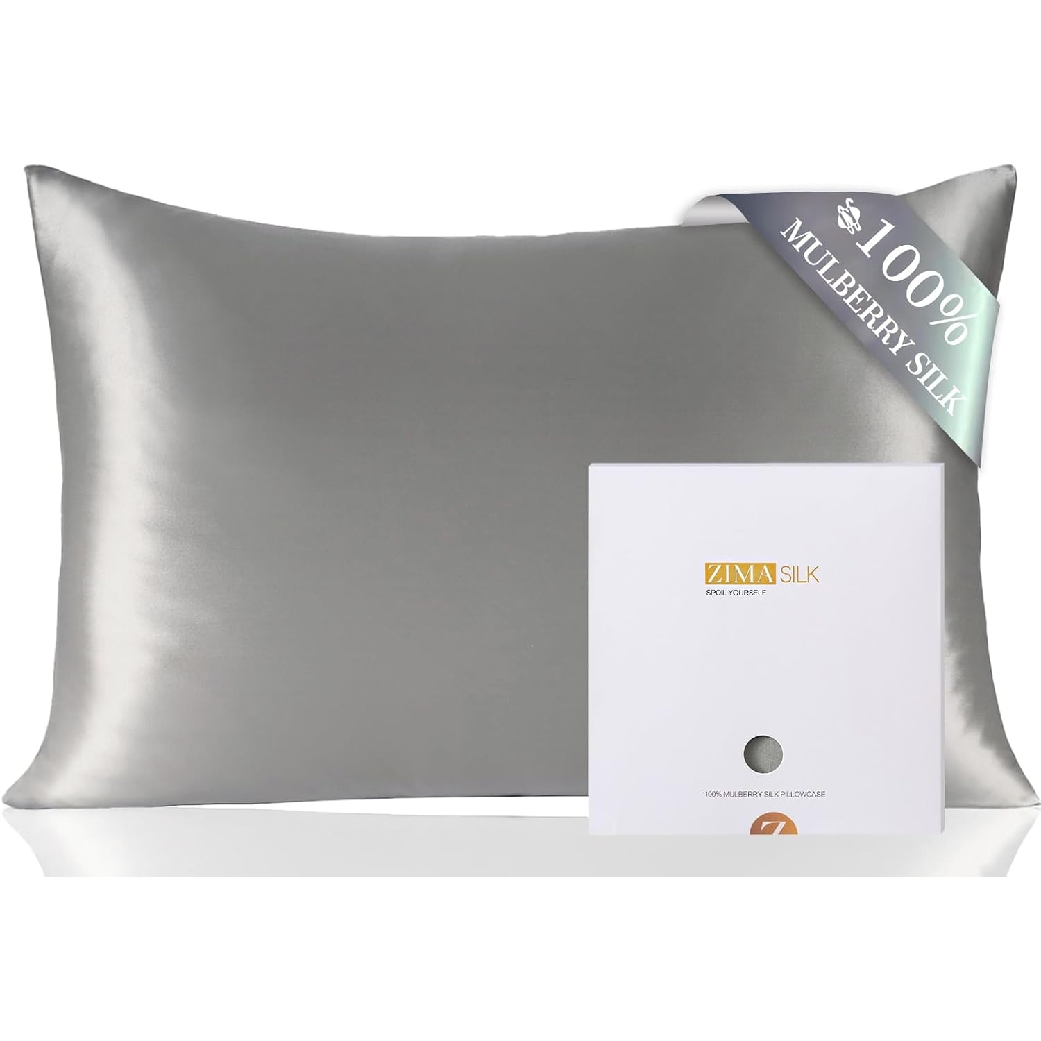 Grey Mulberry Silk Pillowcase Queen 19 Momme