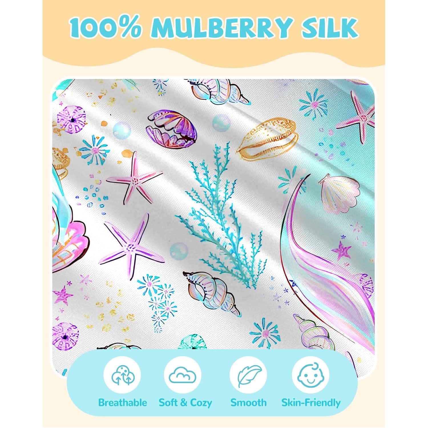 Kids Mulberry Silk Pillowcase, Fish Tail Print: image 3