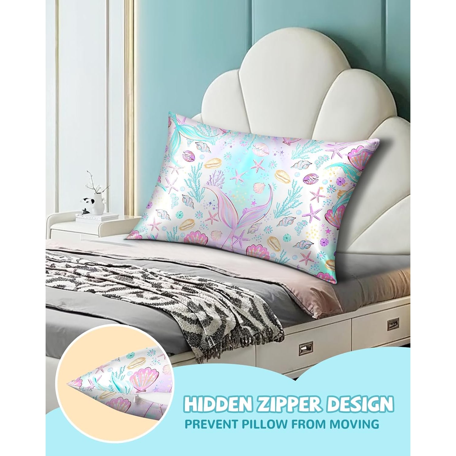 Kids Mulberry Silk Pillowcase, Fish Tail Print: image 4