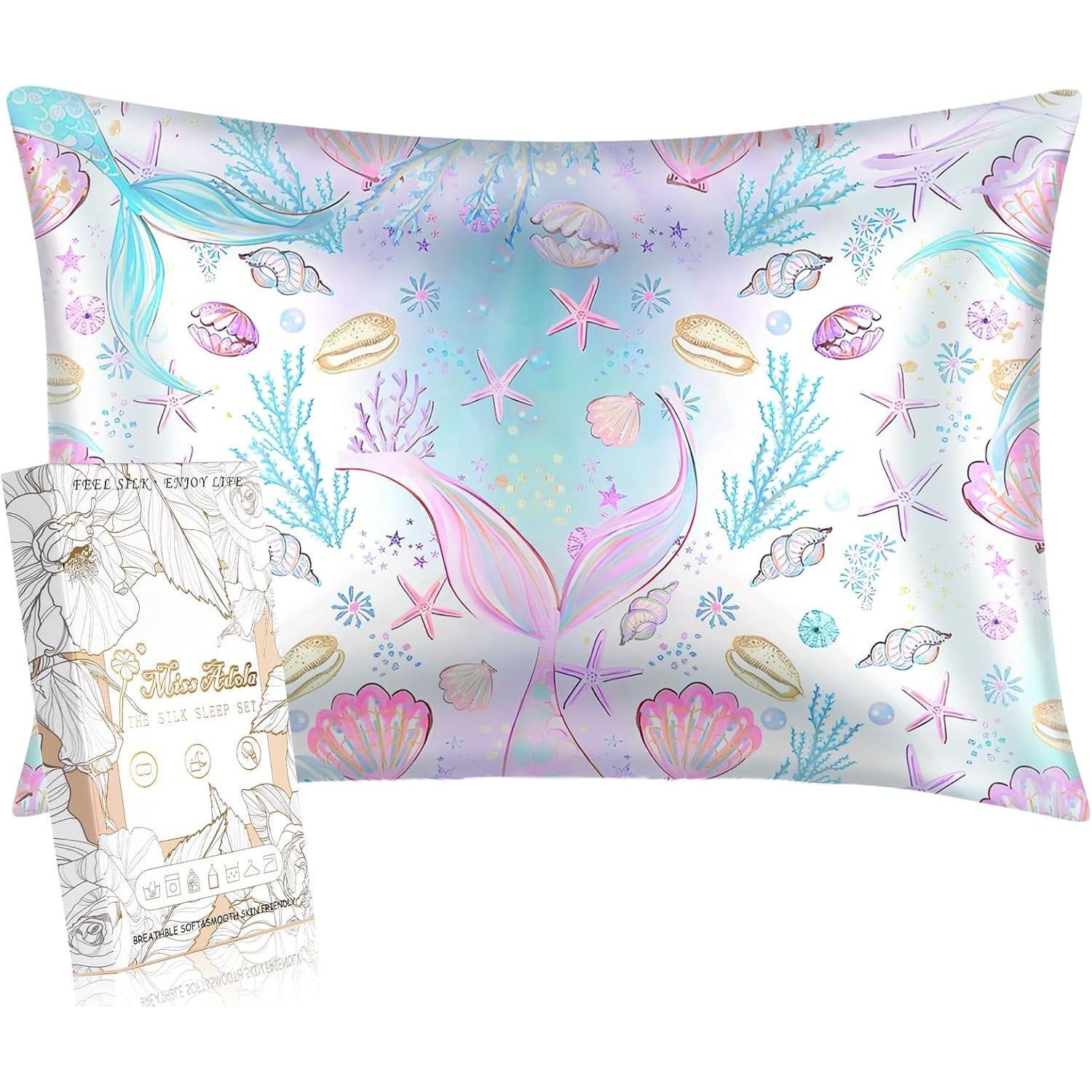 Kids Mulberry Silk Pillowcase, Fish Tail Print