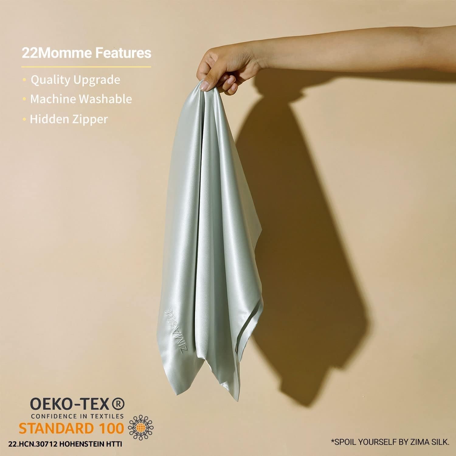Light Grey 22 Momme Mulberry Silk Pillowcase (Queen)