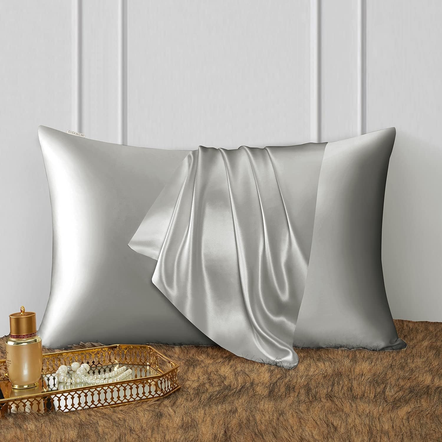Light Grey 22 Momme Mulberry Silk Pillowcases, Queen 2 Pack