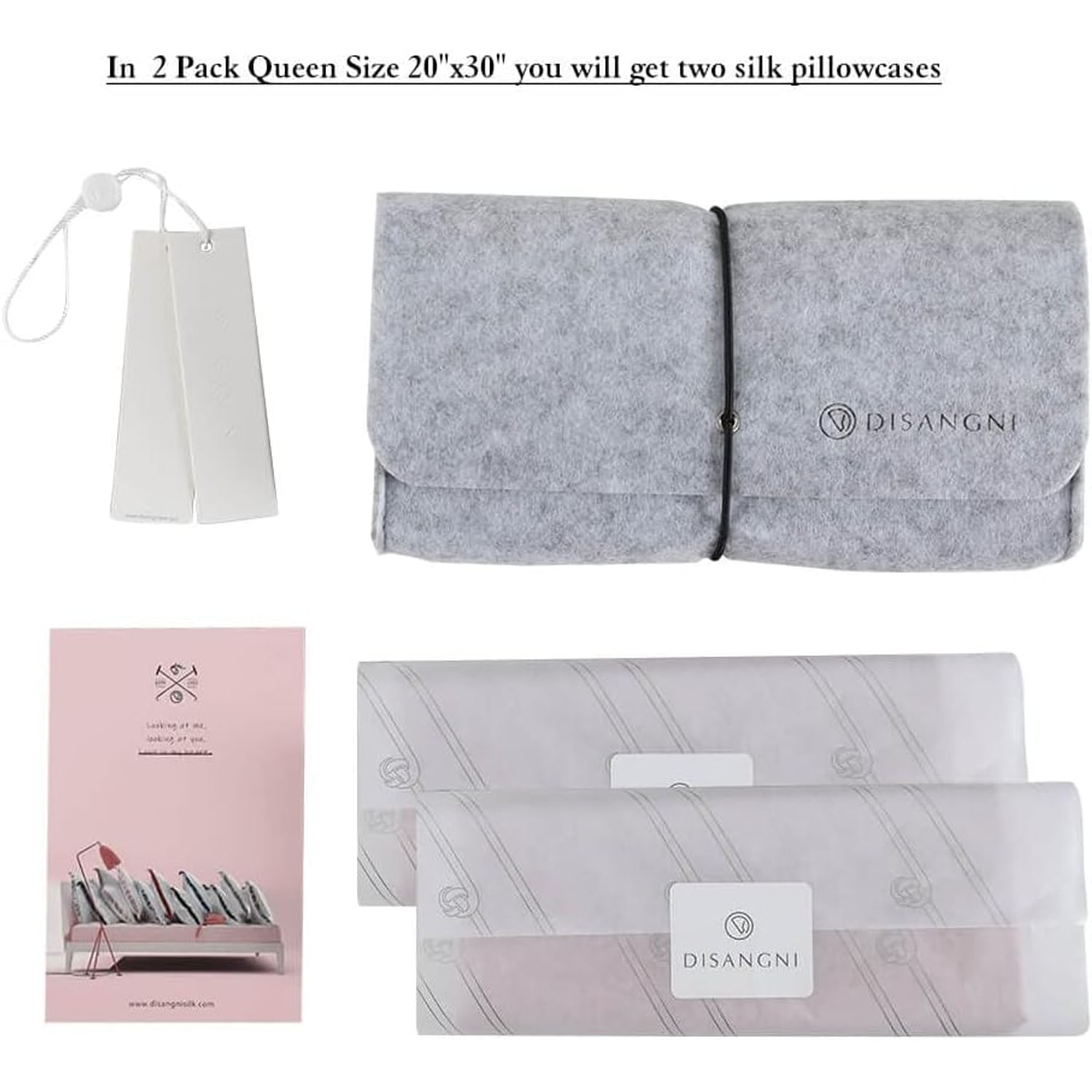 Light Grey 22 Momme Mulberry Silk Pillowcases, Queen 2 Pack