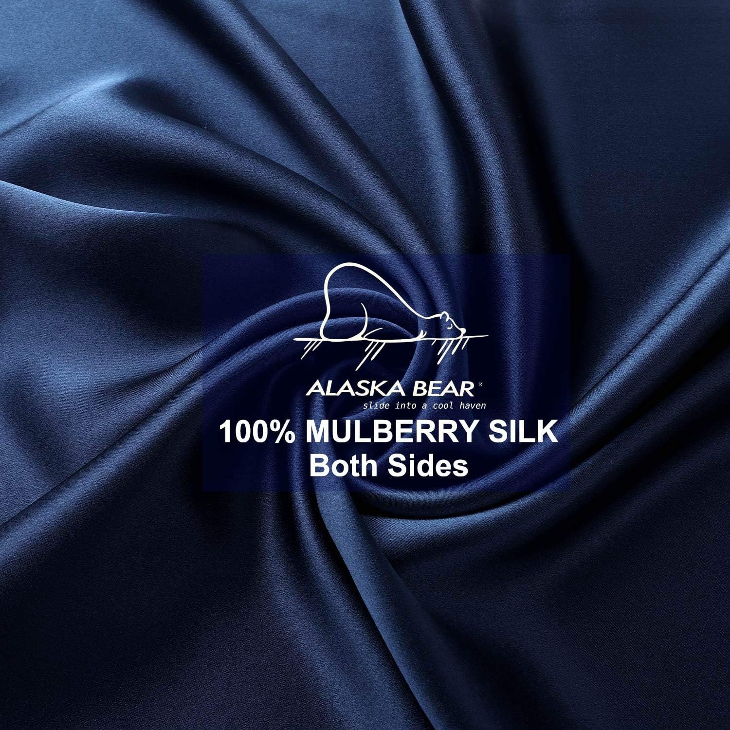 Navy Blue 19 Momme Mulberry Silk Pillowcase, Queen with Hidden Zip