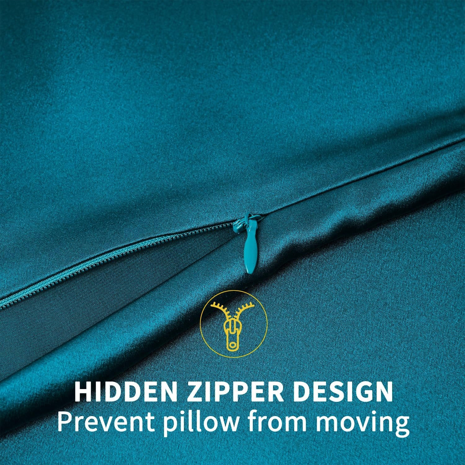 Peacock Blue Mulberry Silk Pillowcase Queen 19 Momme: image 3