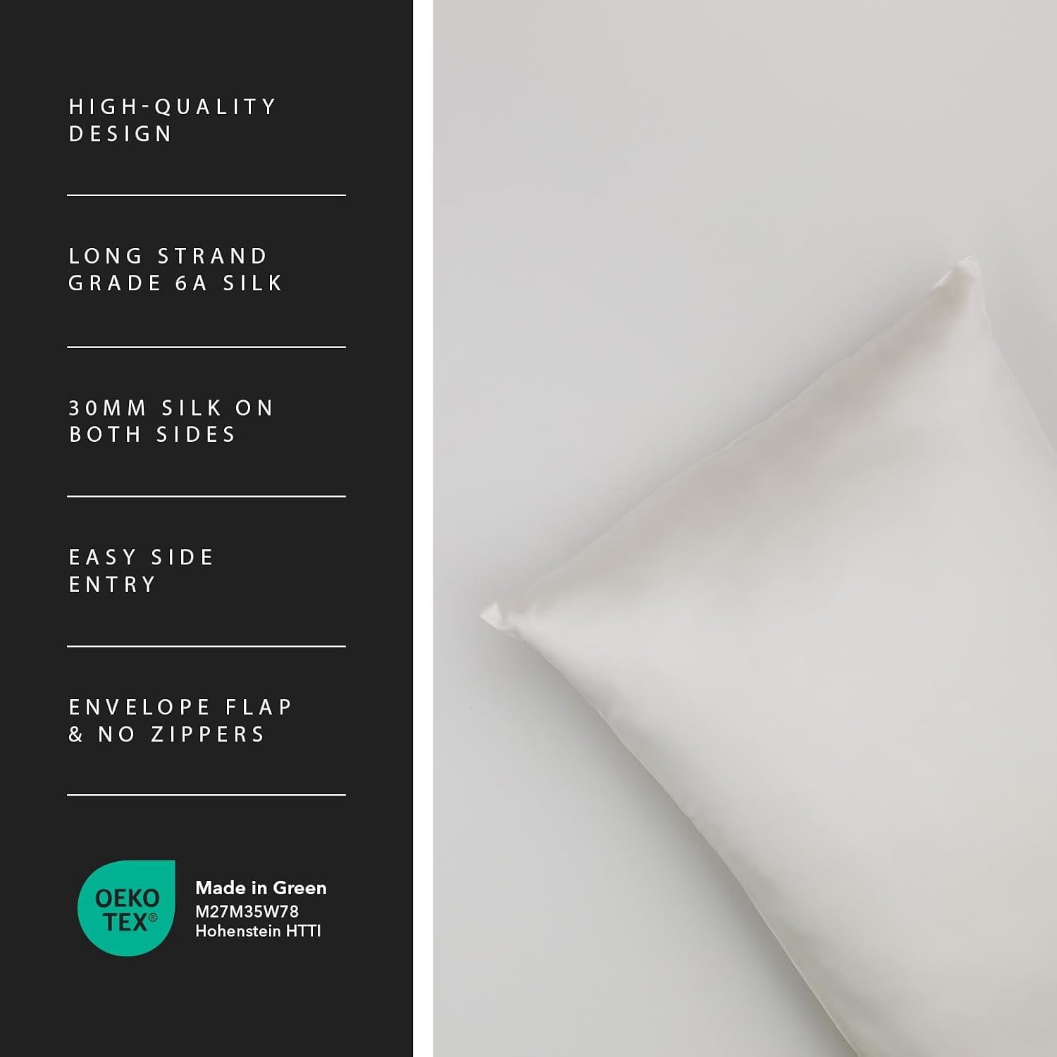 Undyed White 30 Momme Mulberry Silk Pillowcase (Standard): image 2
