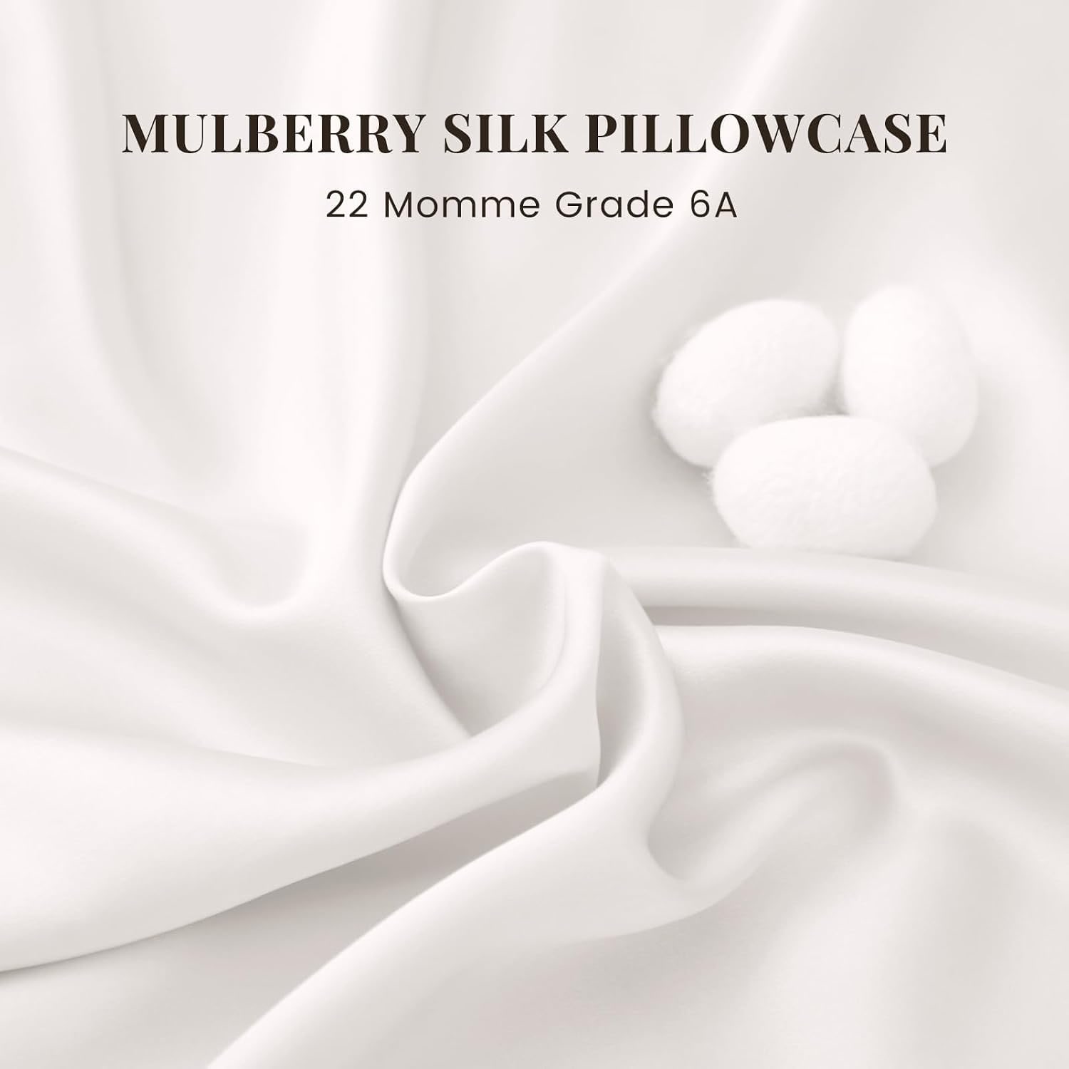 White 22 Momme Mulberry Silk Pillowcase, King, Concealed Zip