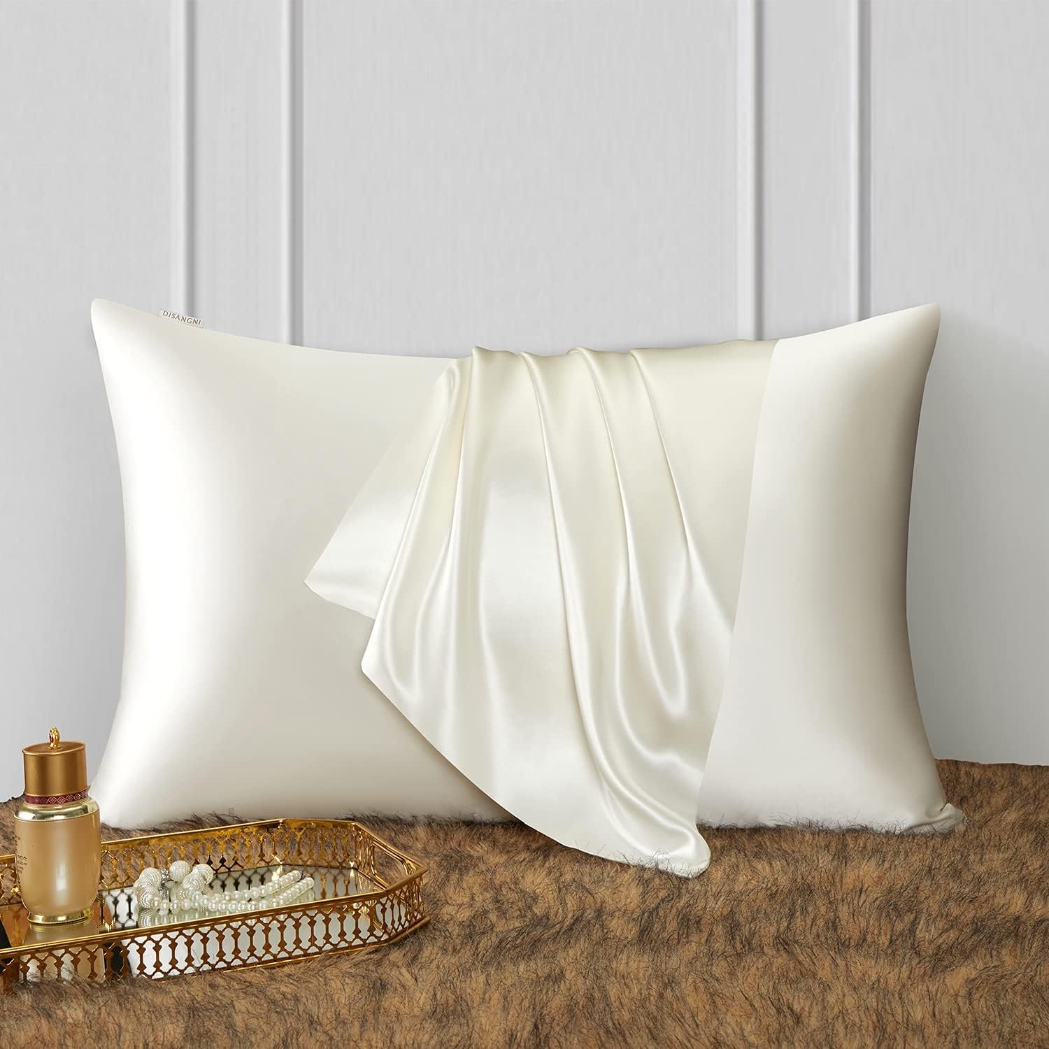 White 22 Momme Mulberry Silk Pillowcases, Standard Size, 2 Pack: image 2