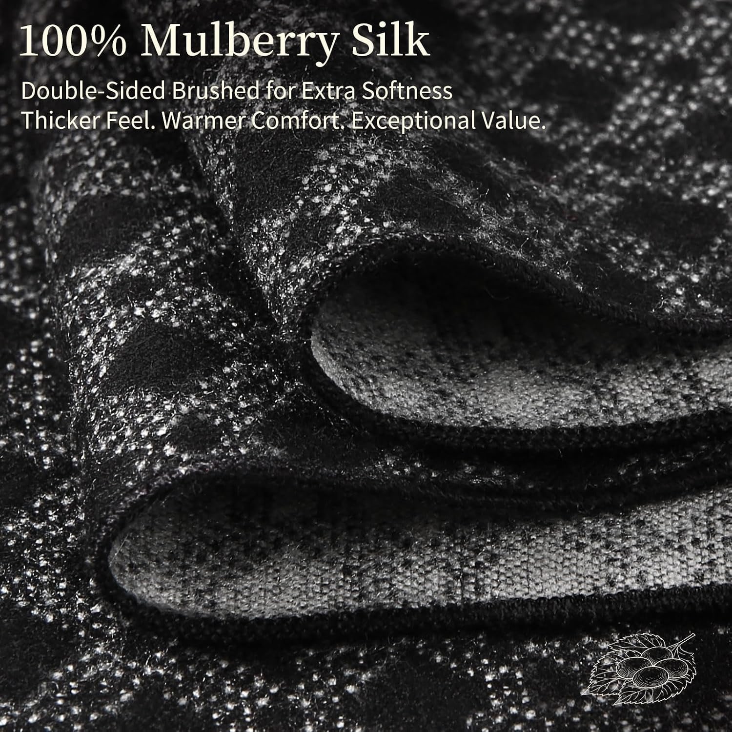 Brushed Mulberry Silk Scarf in Grey and Black Geometric: image 2