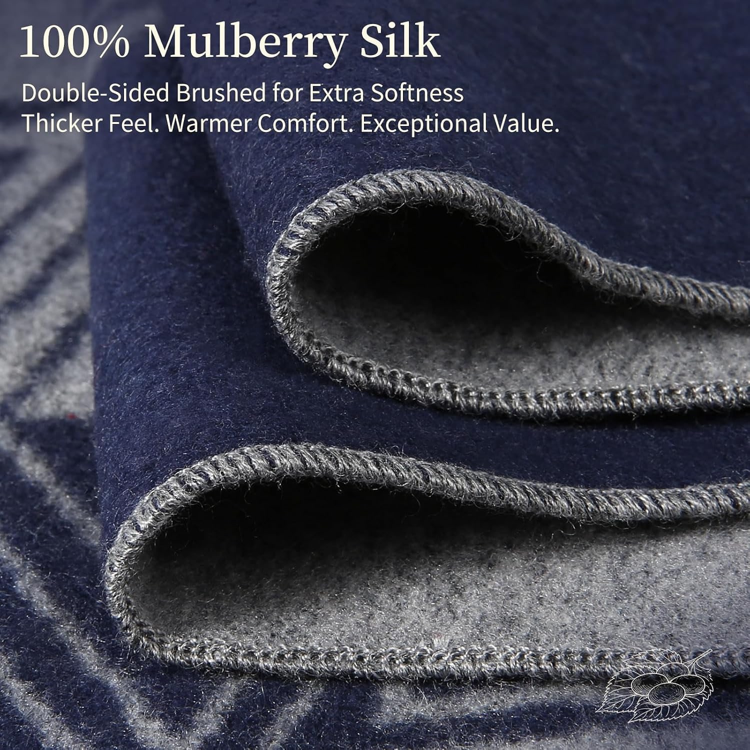 Brushed Mulberry Silk Scarf in Grey Blue