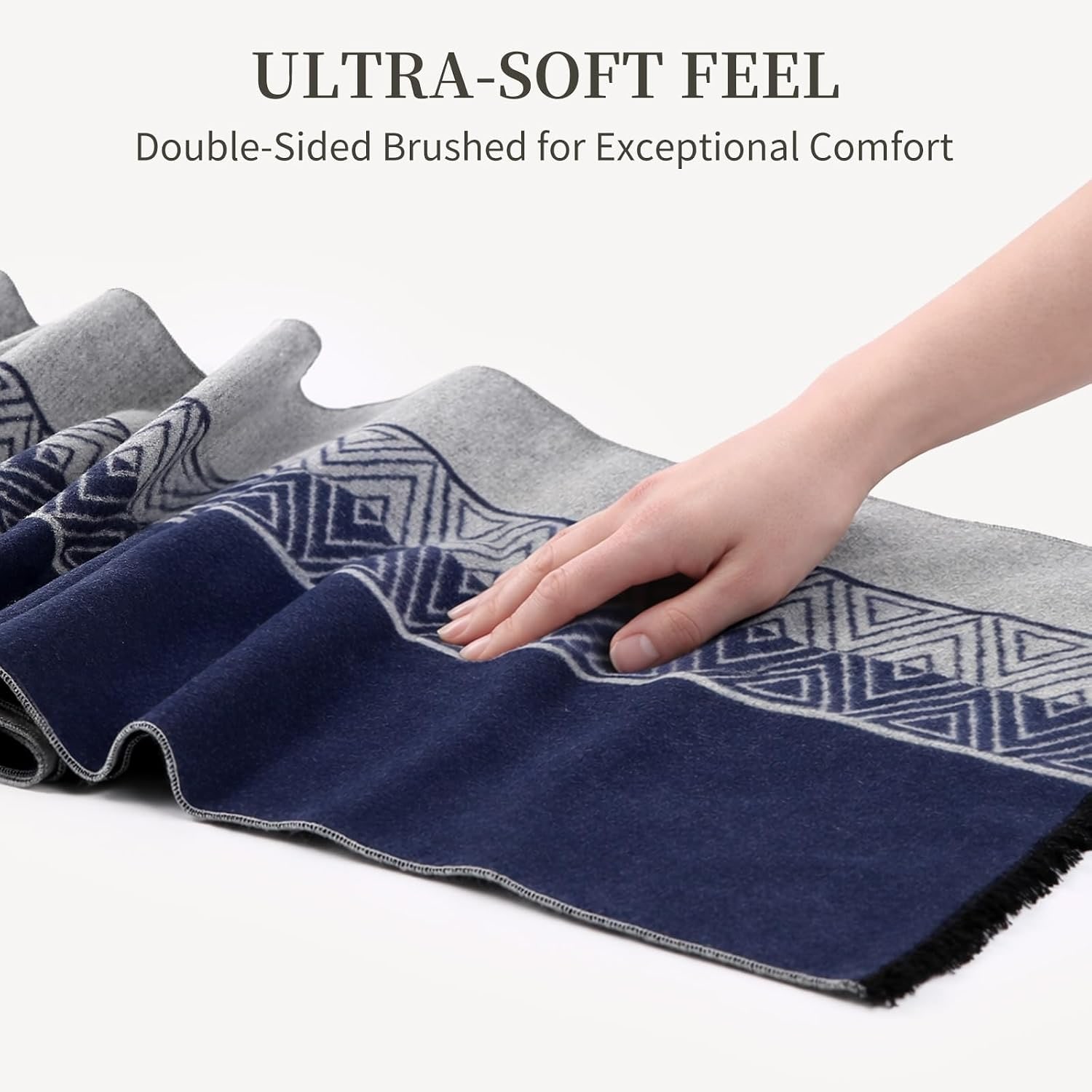 Brushed Mulberry Silk Scarf in Grey Blue
