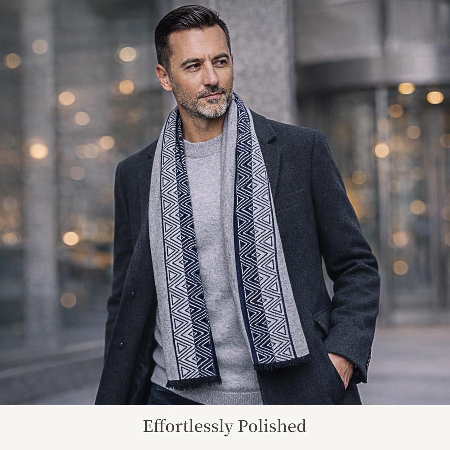 Brushed Mulberry Silk Scarf in Grey Blue