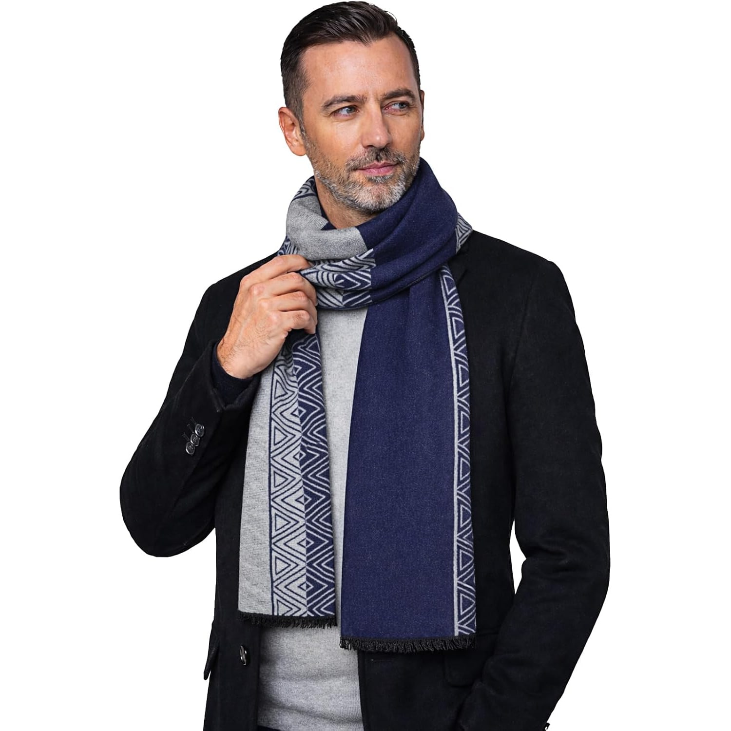 Brushed Mulberry Silk Scarf in Grey Blue