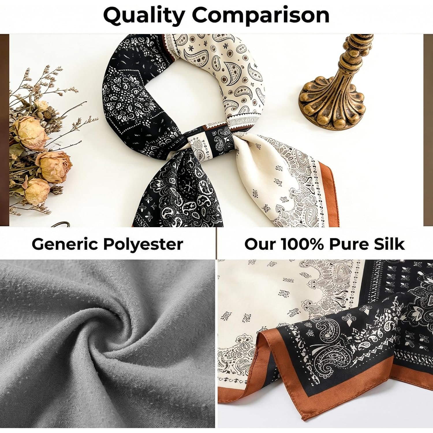 Lightweight Square Mulberry Silk Scarf 70cm: image 5