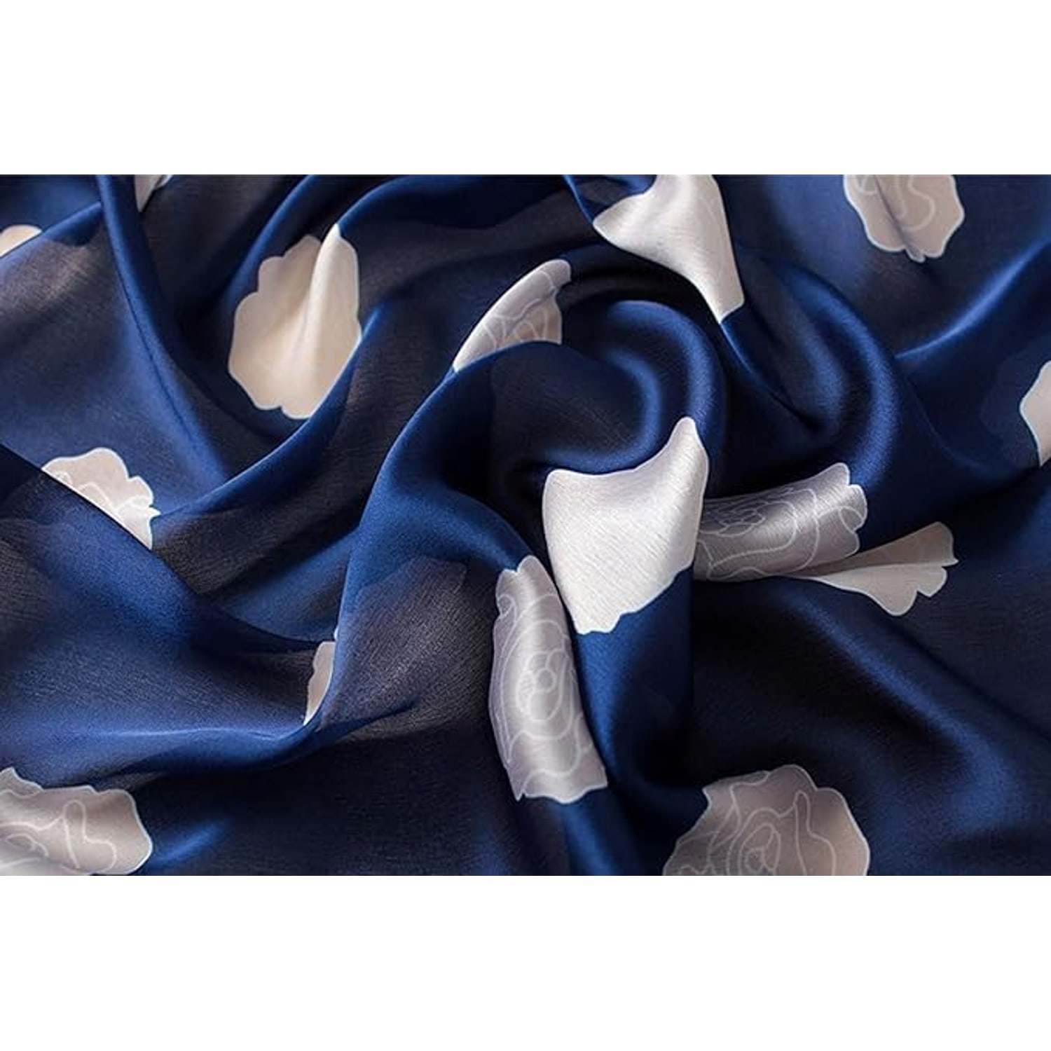 Long Mulberry Silk Scarf Dark Blue 90 x 180: image 3