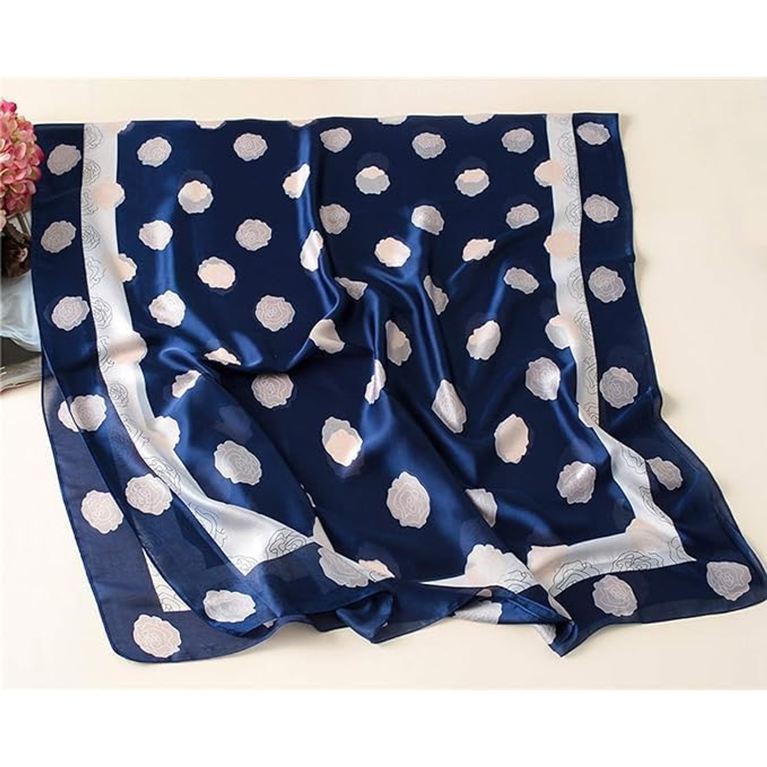Long Mulberry Silk Scarf Dark Blue 90 x 180: image 4