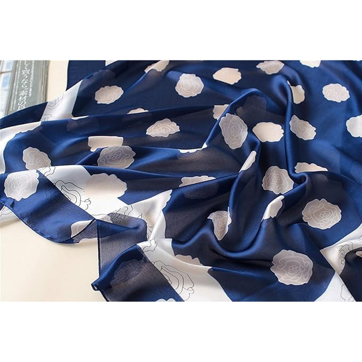 Long Mulberry Silk Scarf Dark Blue 90 x 180: image 7