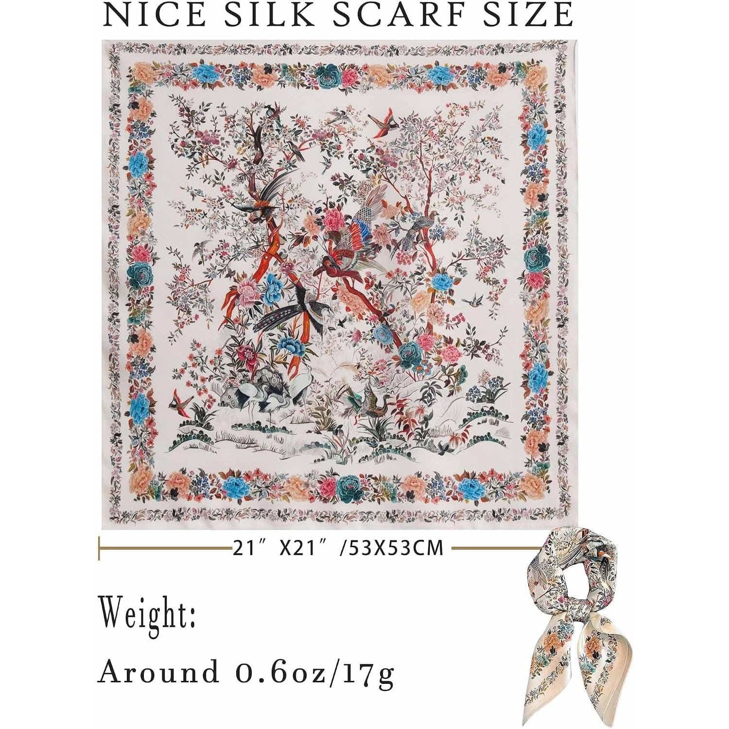 Mulberry Silk Square Scarf 21 Inch: image 2