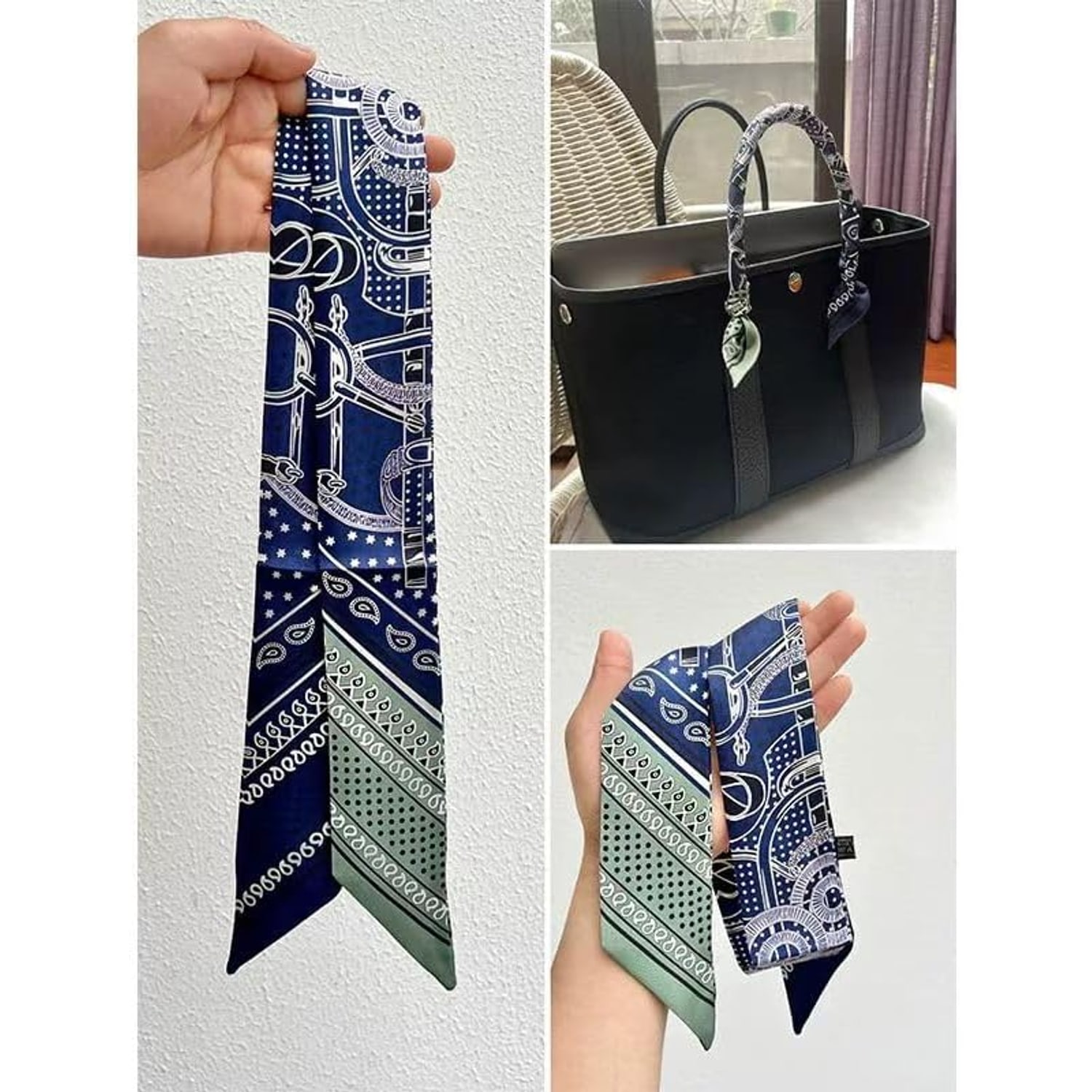 Mulberry Silk Twill Handbag Scarf in Dark Blue: image 4