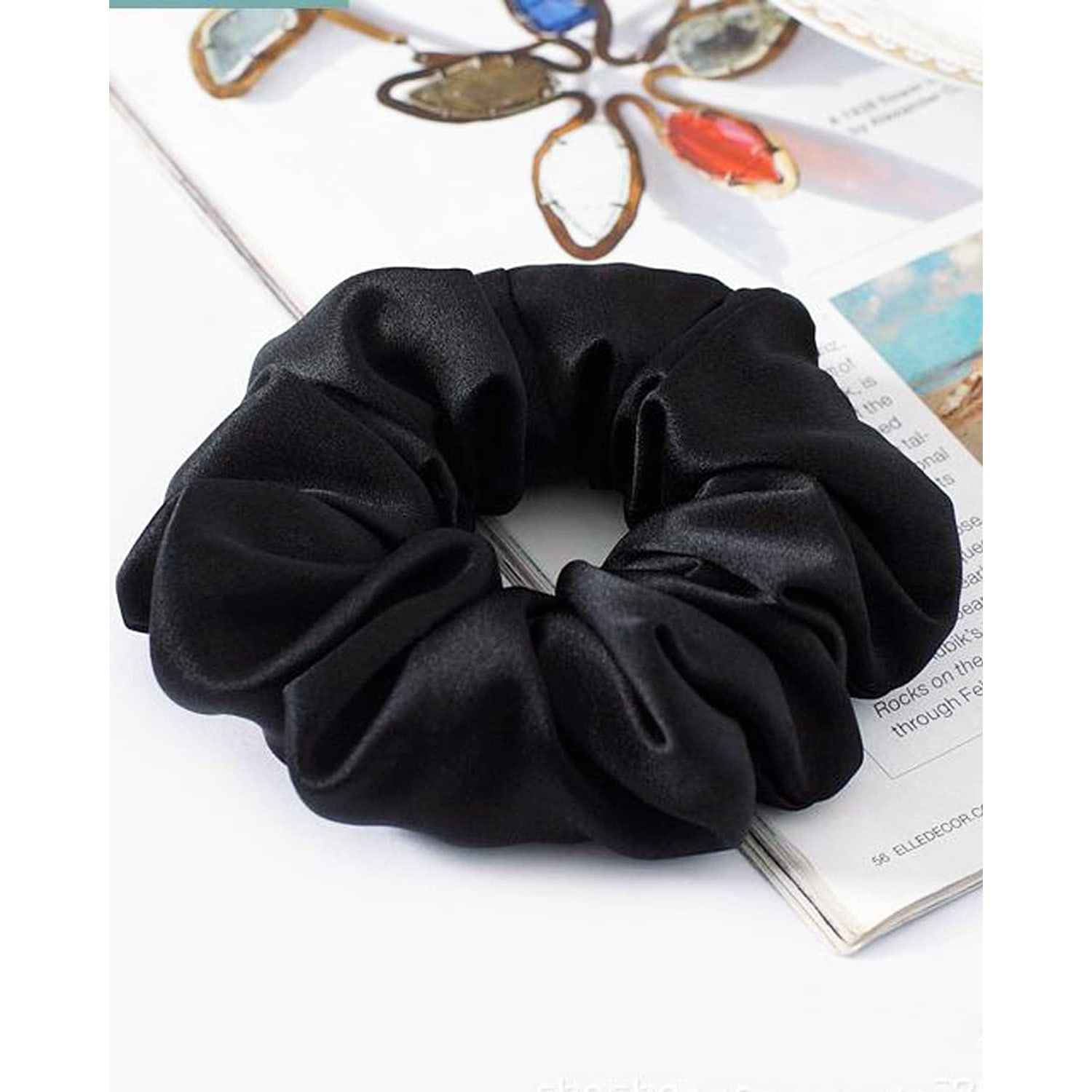 Large Black Mulberry Silk Scrunchies 3 Pack: image 2