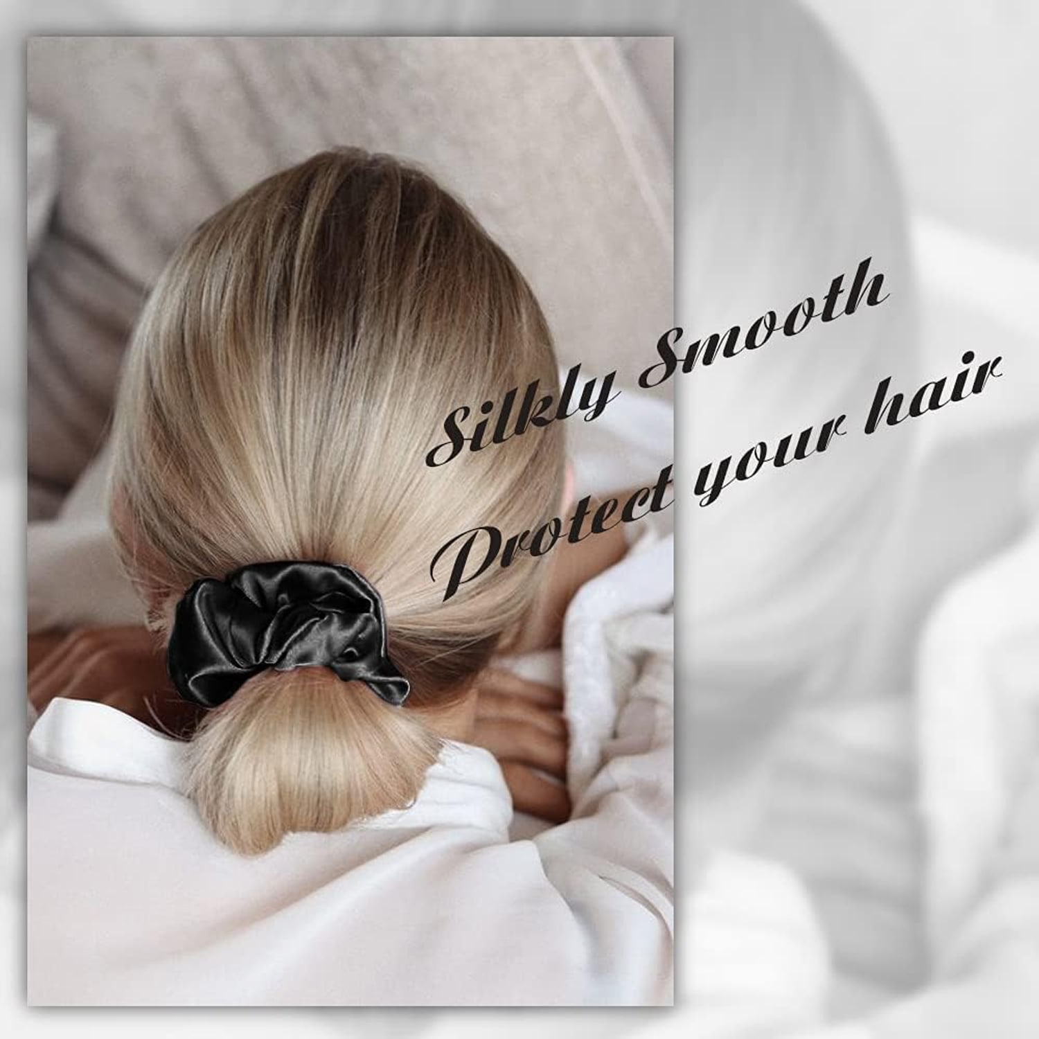 Large Black Mulberry Silk Scrunchies 3 Pack: image 3