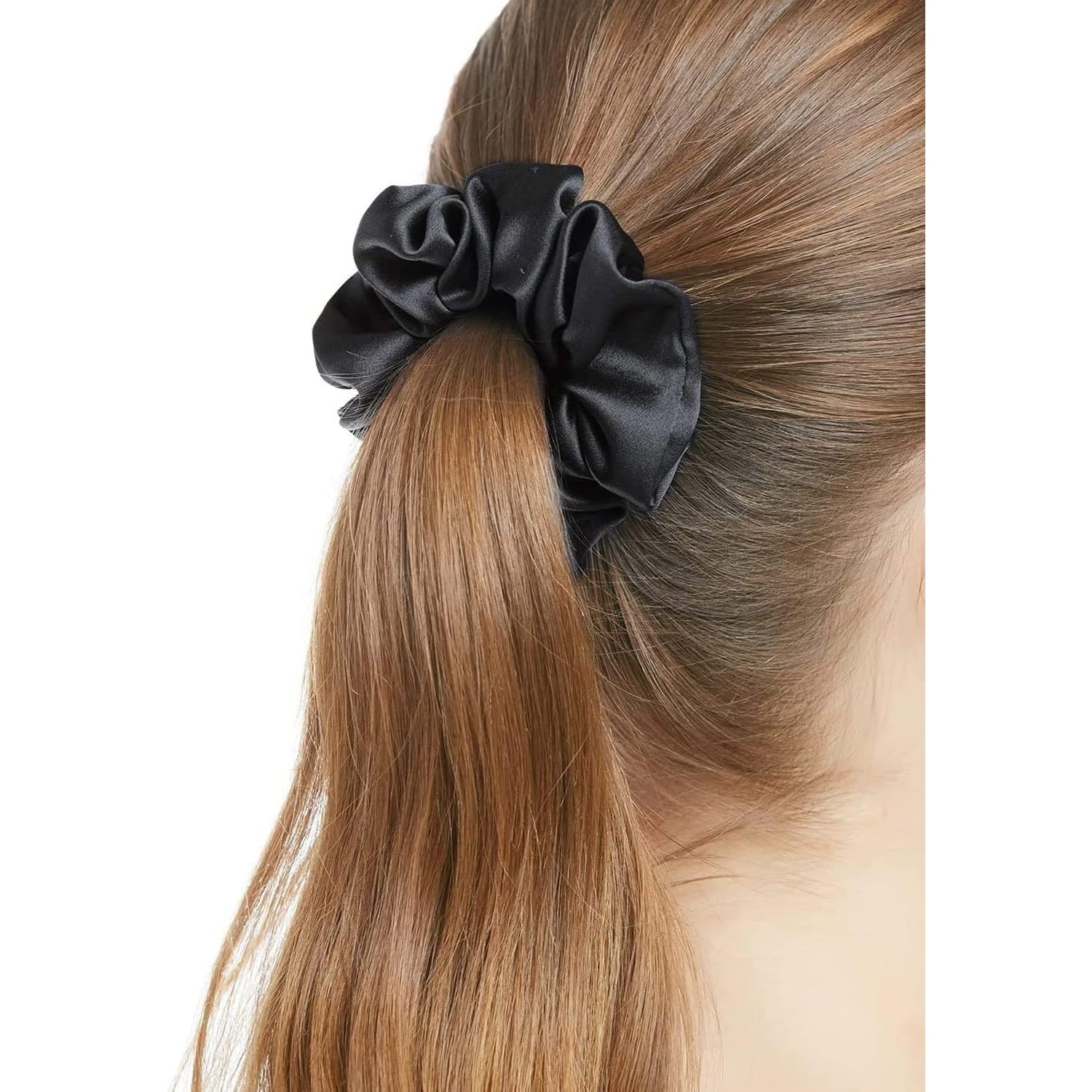 Large Black Mulberry Silk Scrunchies 3 Pack: image 4