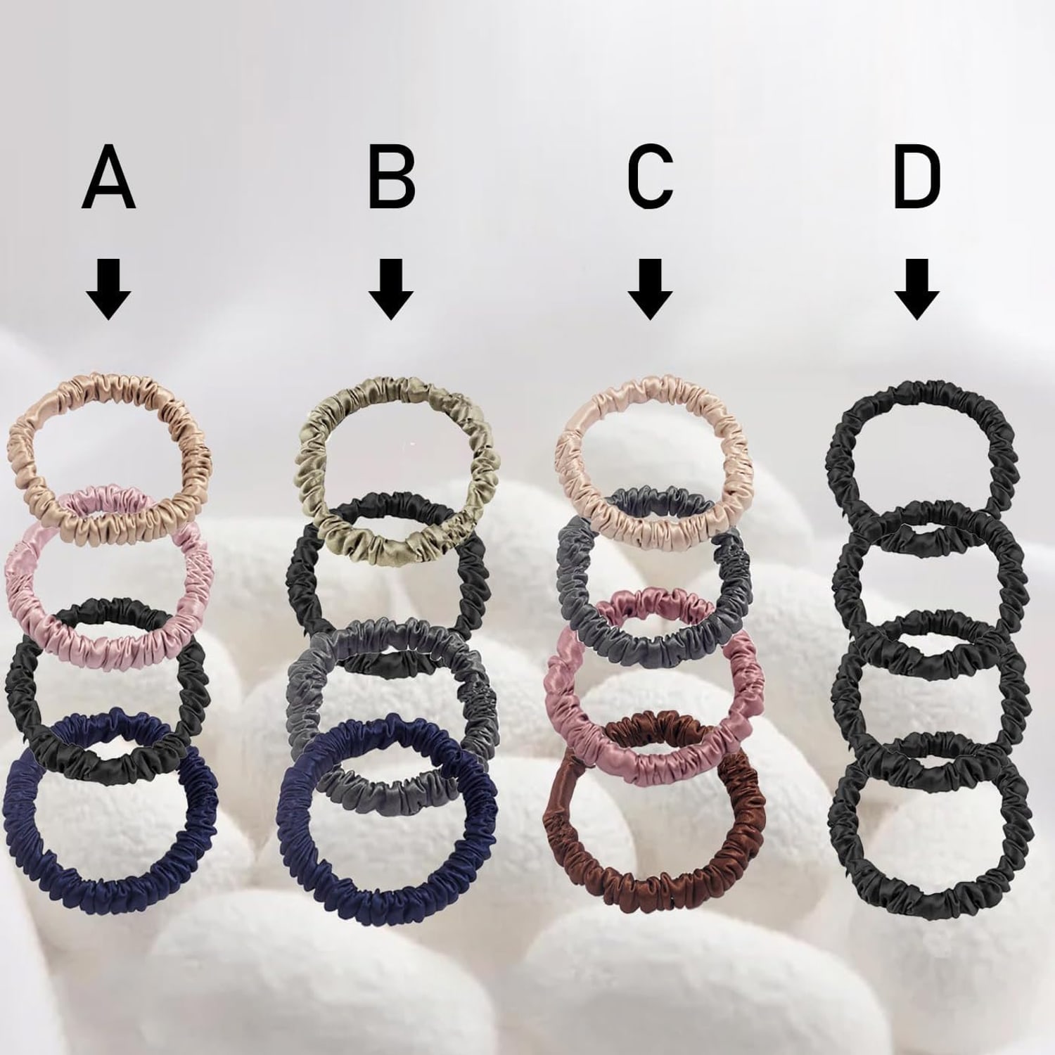 Mulberry Silk Hair Ties 4 Pack (Green, Grey, Navy, Black): image 2