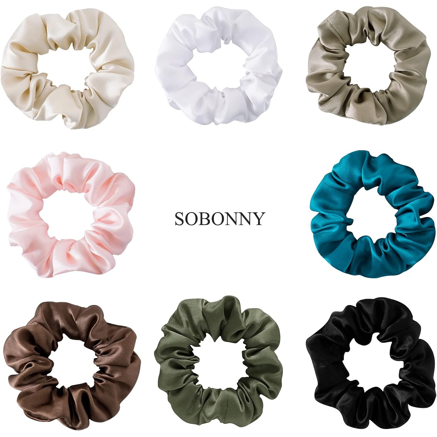Mulberry Silk Scrunchies 3 Pack (Brown, Black, Pink): image 7