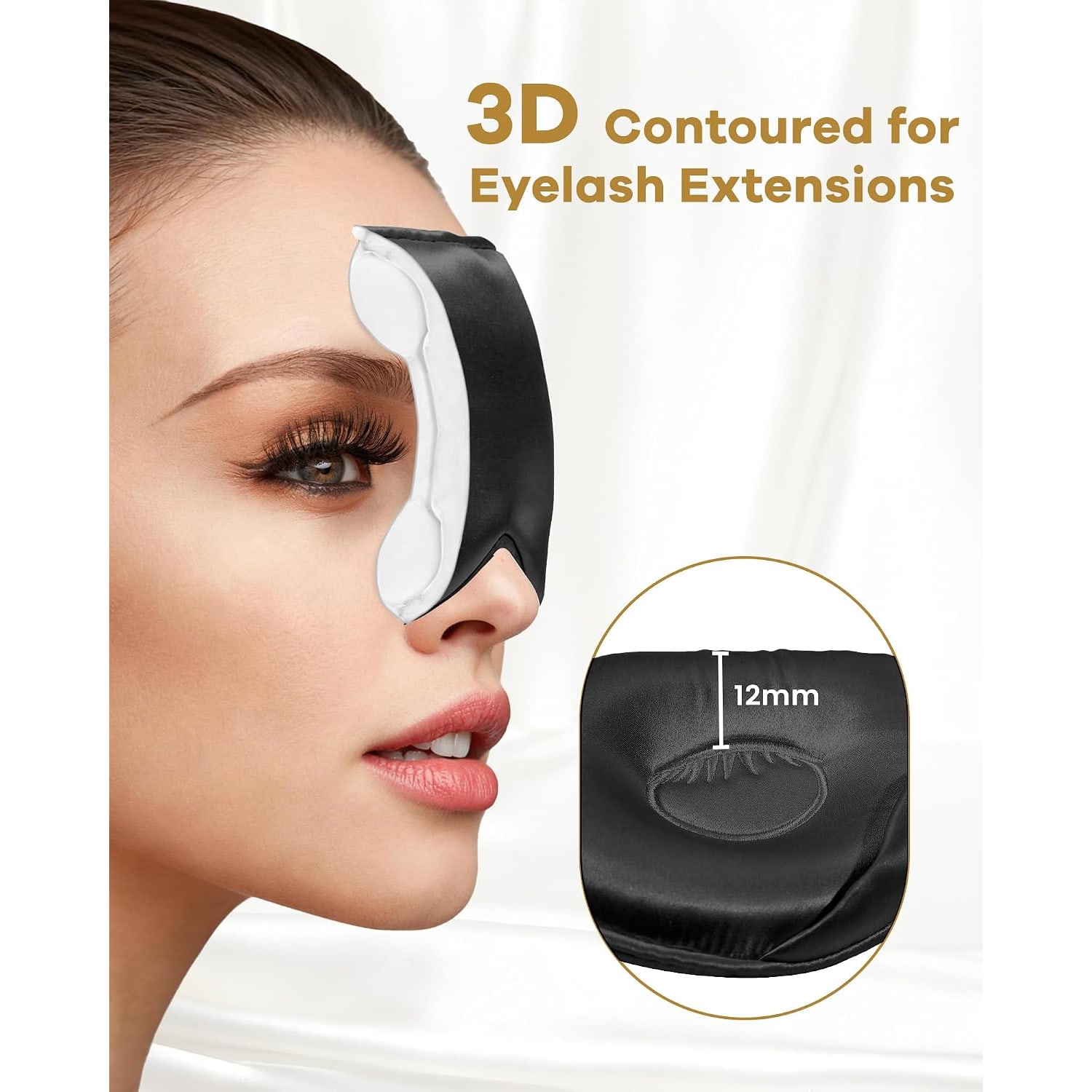 22 Momme Contoured Silk Sleep Mask in Black: image 3