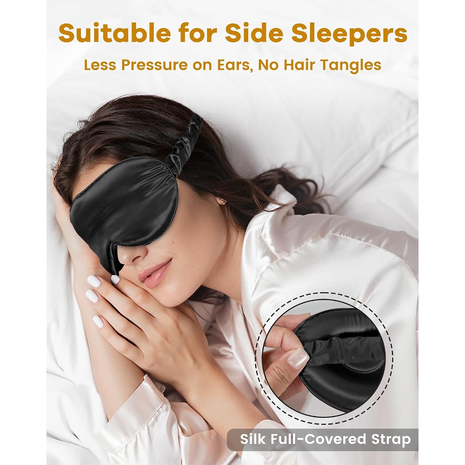 22 Momme Contoured Silk Sleep Mask in Black: image 5