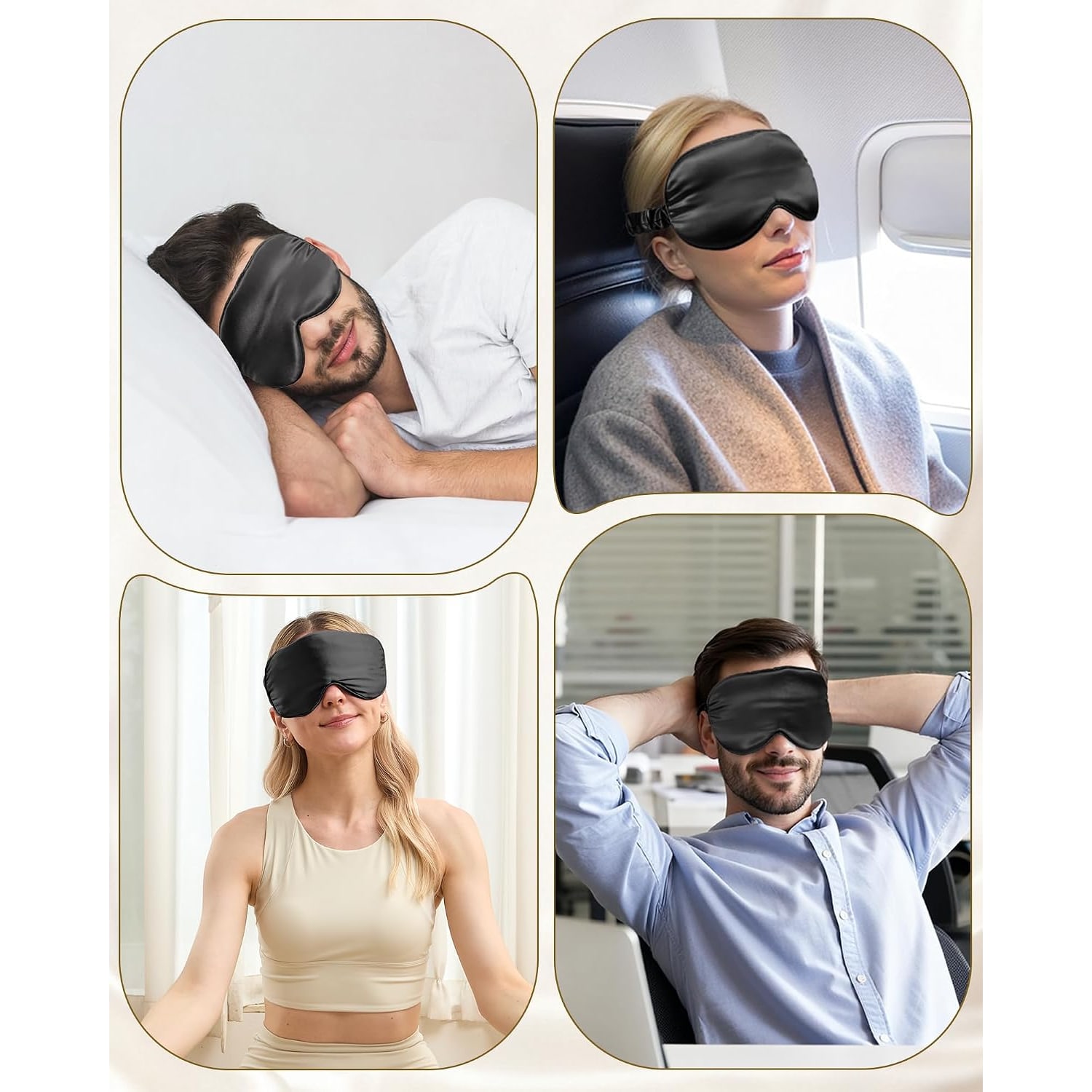 22 Momme Contoured Silk Sleep Mask in Black: image 7
