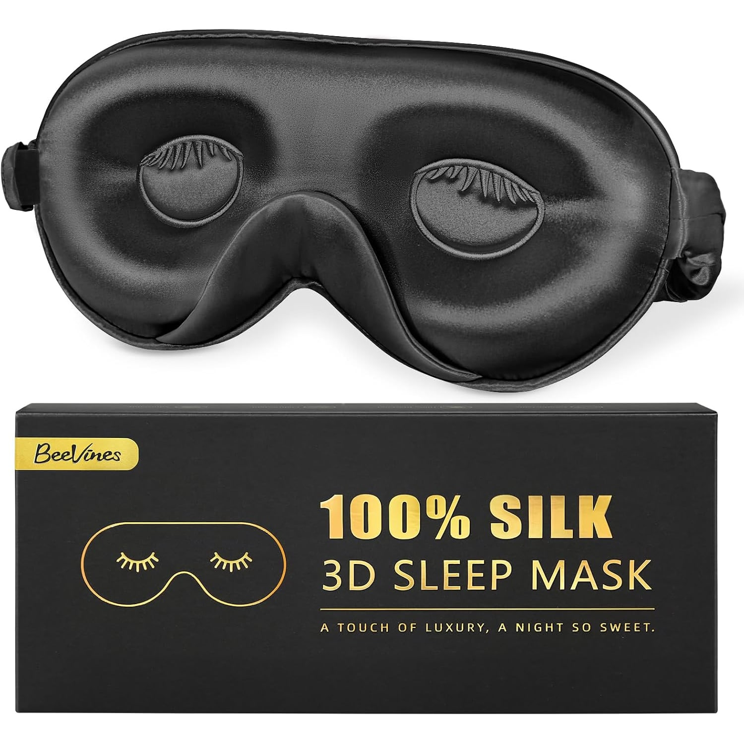 22 Momme Contoured Silk Sleep Mask in Black