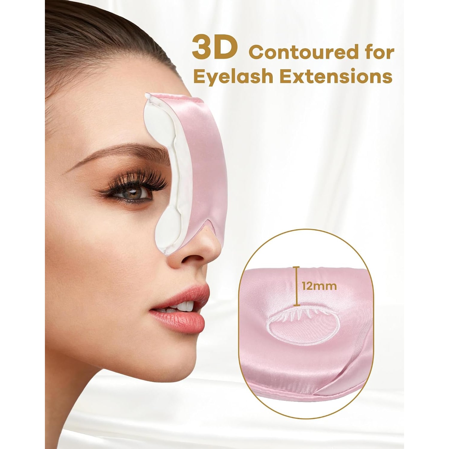 Pink Contoured 22 Momme Mulberry Silk Sleep Mask: image 3