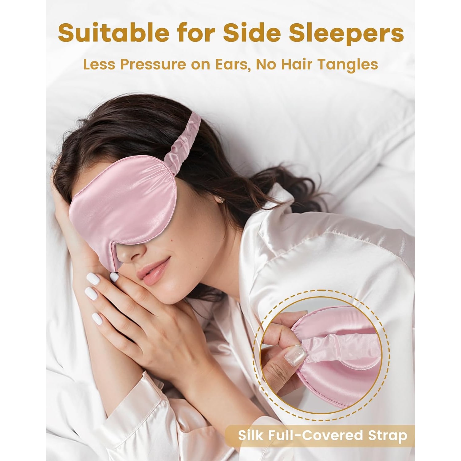 Pink Contoured 22 Momme Mulberry Silk Sleep Mask: image 5