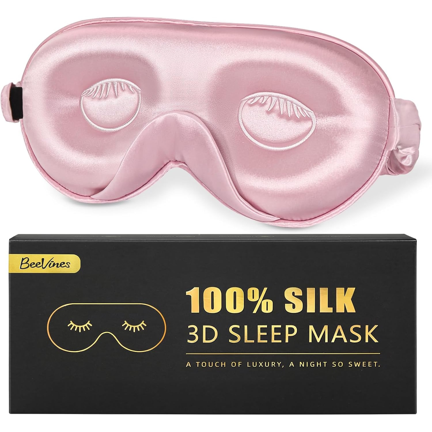 Pink Contoured 22 Momme Mulberry Silk Sleep Mask
