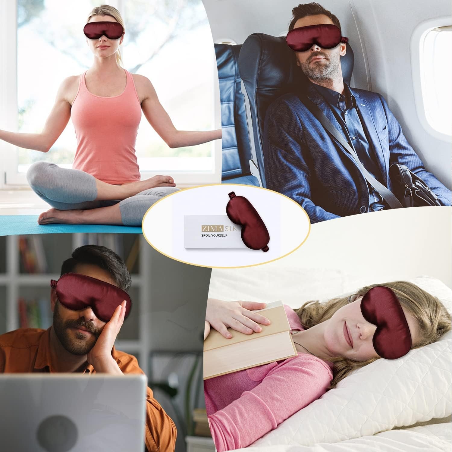 Burgundy 22 Momme Mulberry Silk Sleep Mask: image 5