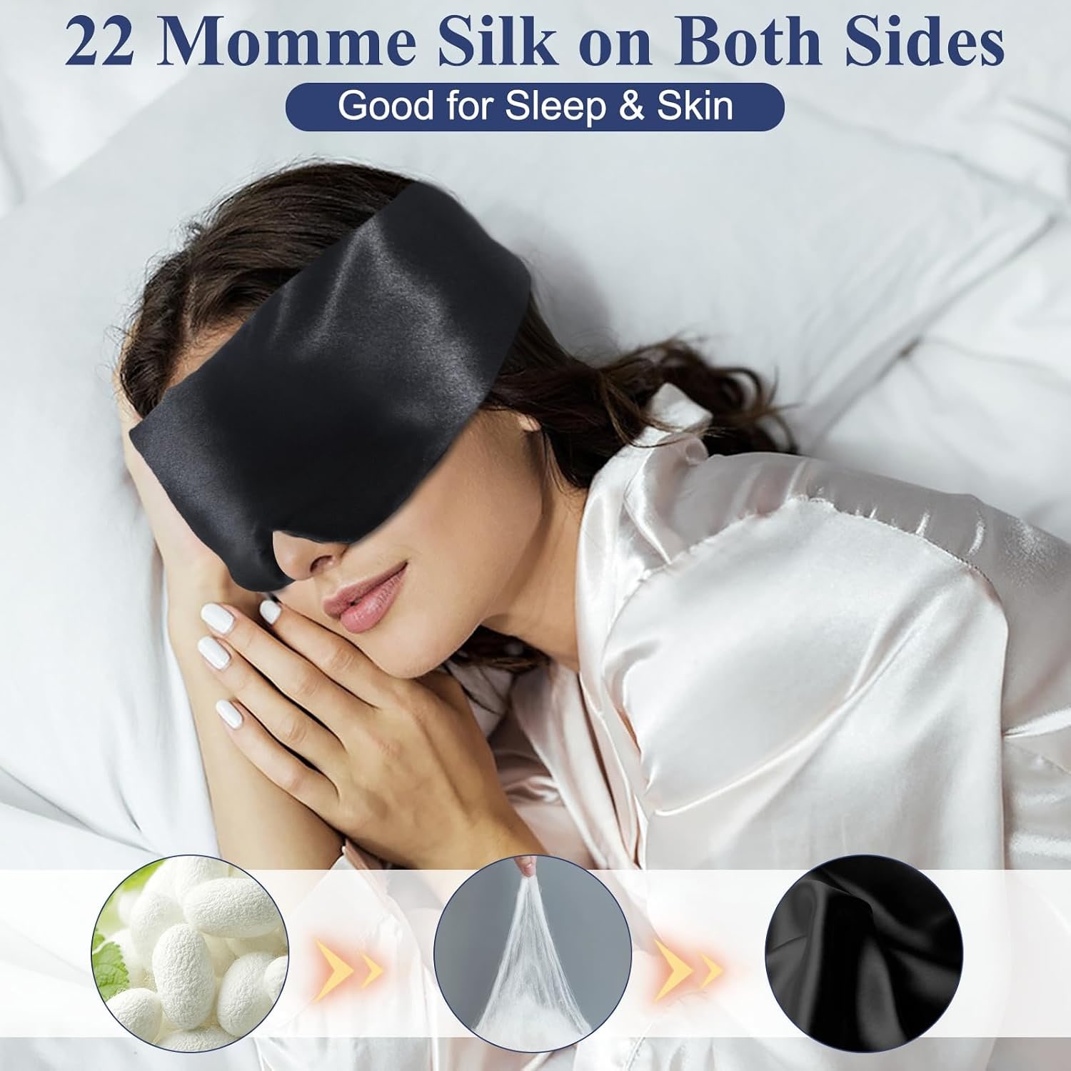 Black 22 Momme Silk Eye Mask