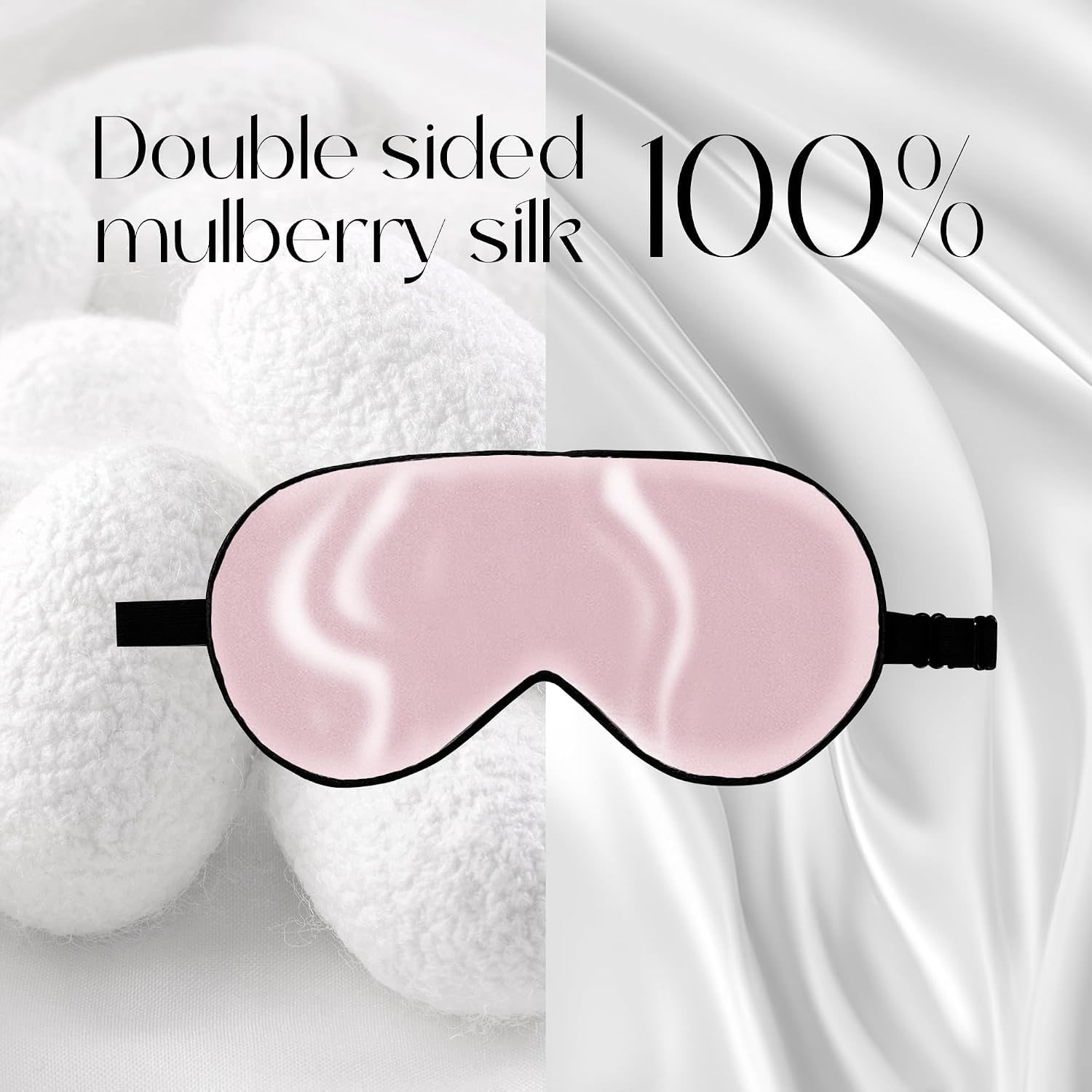 Adjustable Mulberry Silk Sleep Mask 2 Pack (Navy Blue & Pink)