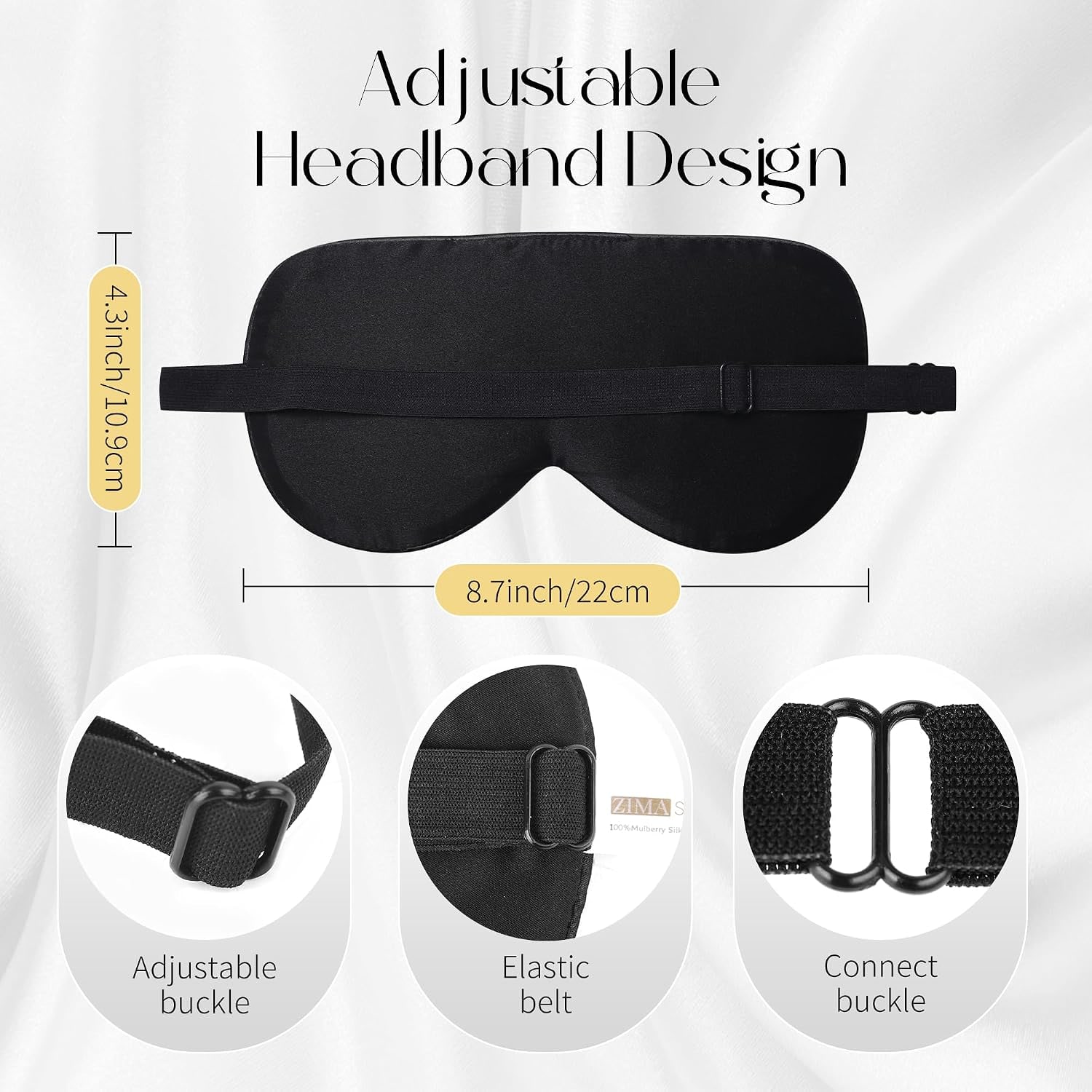 Adjustable Mulberry Silk Sleep Mask 2 Pack (Navy Blue & Pink)