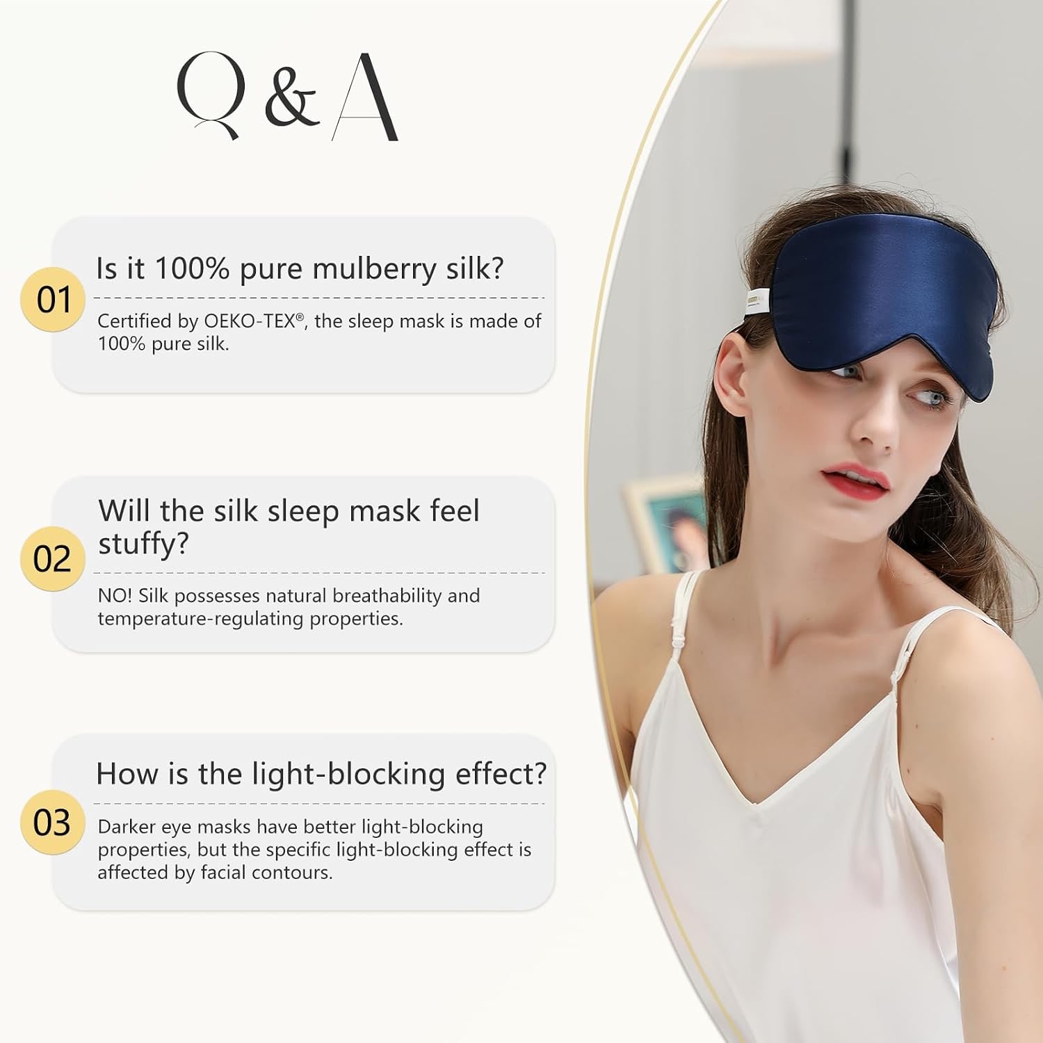 Adjustable Mulberry Silk Sleep Mask 2 Pack (Navy Blue & Pink)