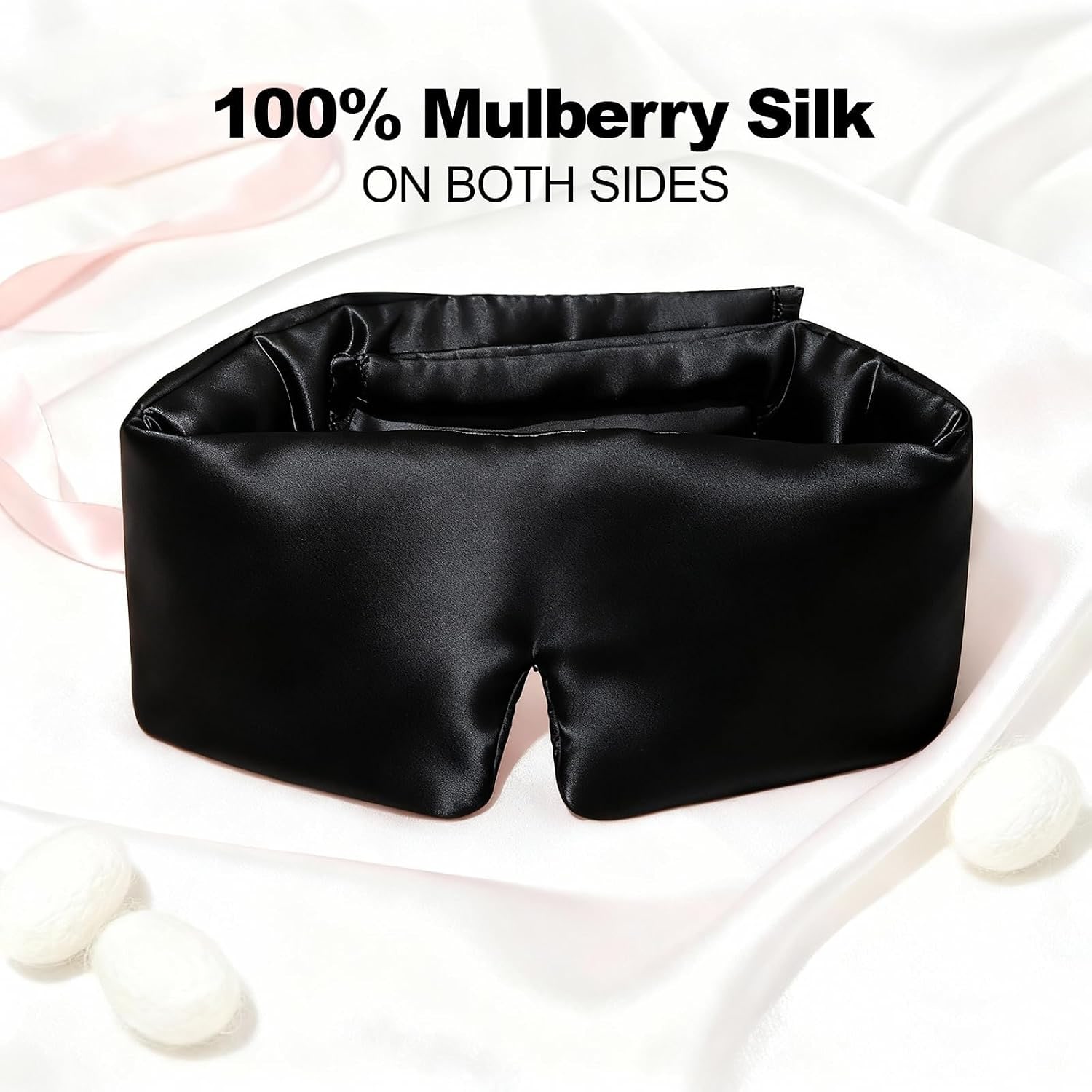 Black 19 Momme Silk Eye Mask for Side Sleepers: image 6