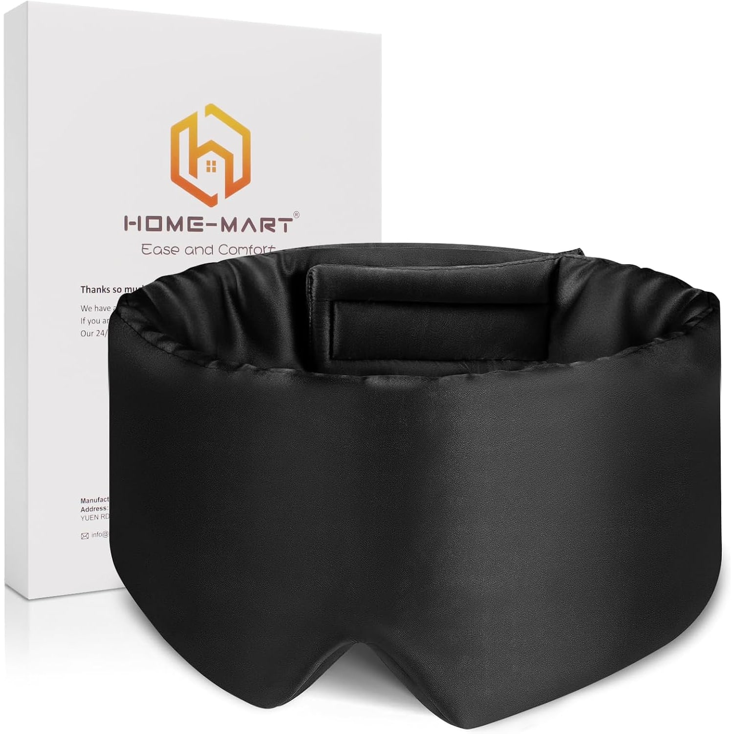 Black 19 Momme Silk Eye Mask for Side Sleepers